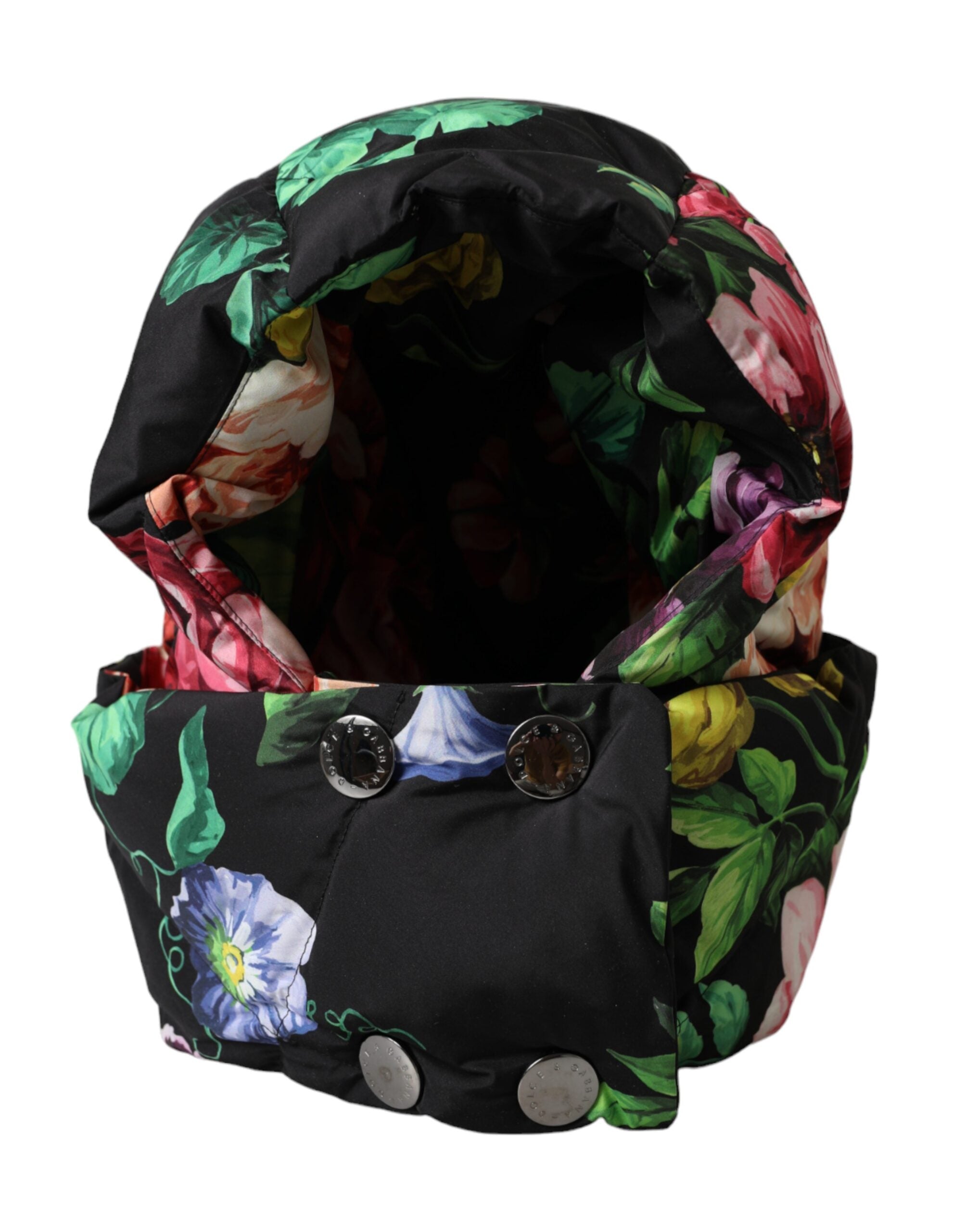 Dolce & Gabbana Black Floral Print Whole Head Wrap Women display picture 3