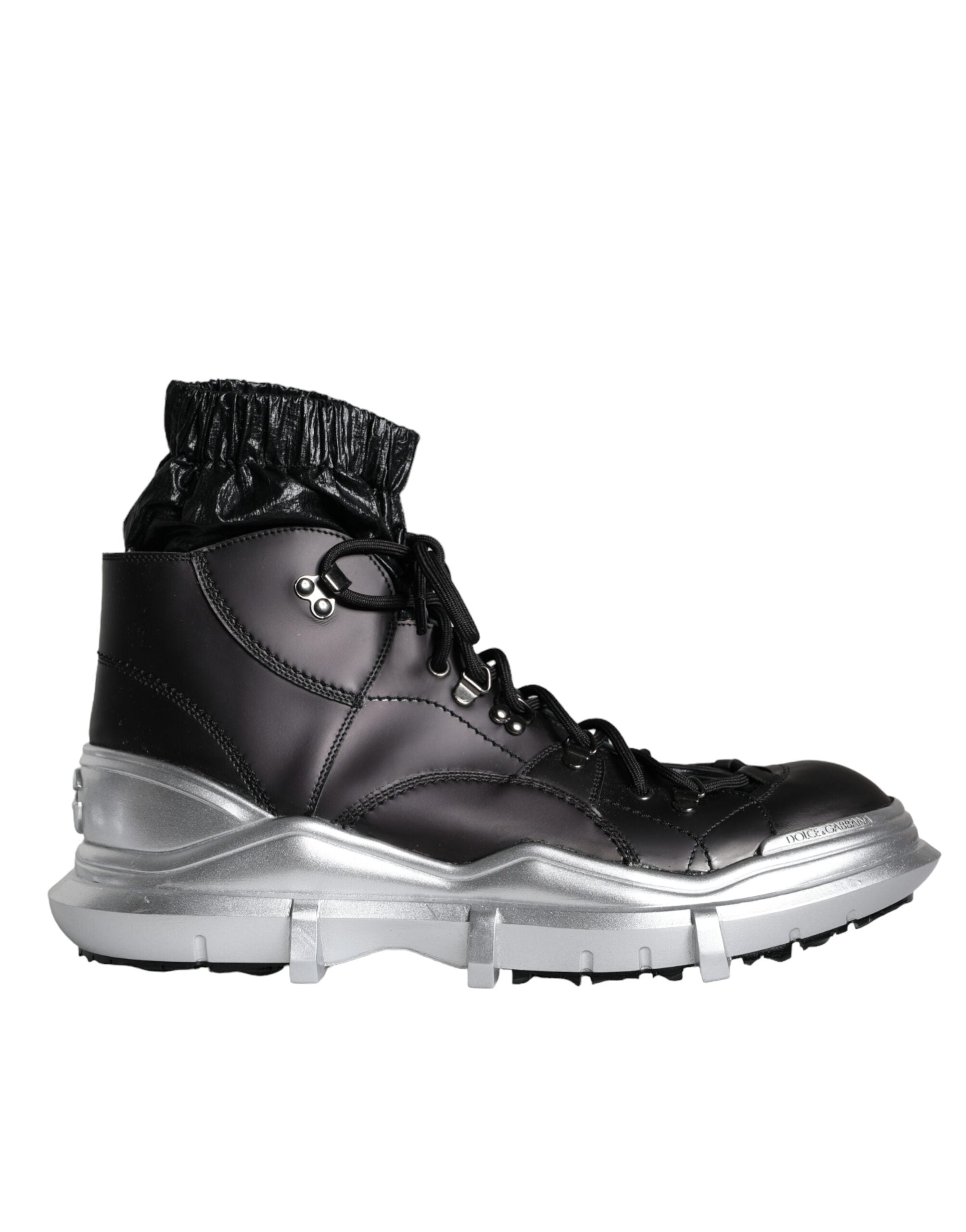 Dolce & Gabbana Black Nylon Galileo High Top Sneakers Men display picture 1