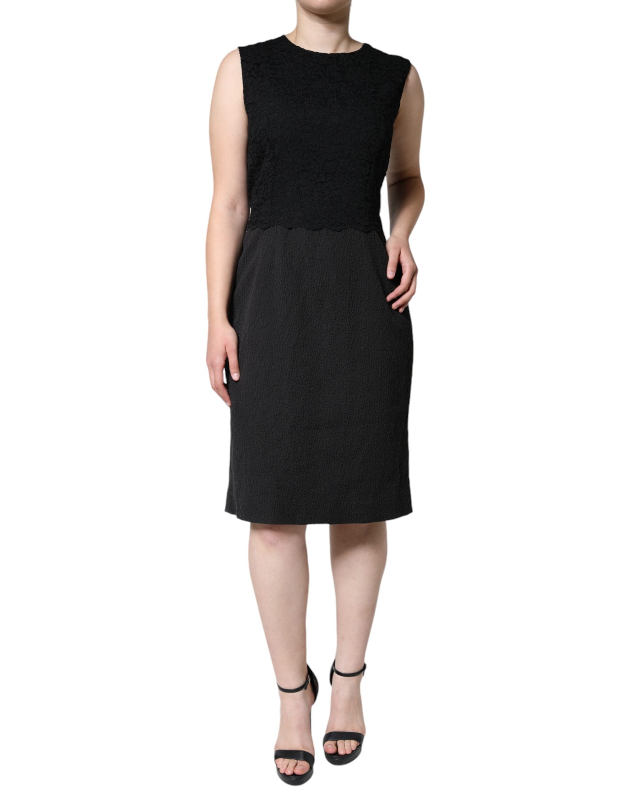 Dolce & Gabbana Black Cotton Sheath Knee Length Women's Dress – Bluefly