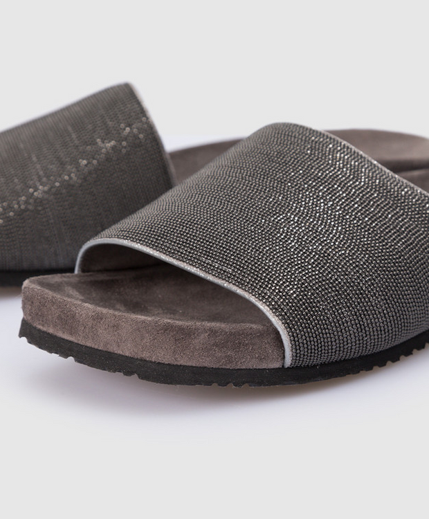 Brunello Cucinelli Women's Monil Suede Slippers in Grey
