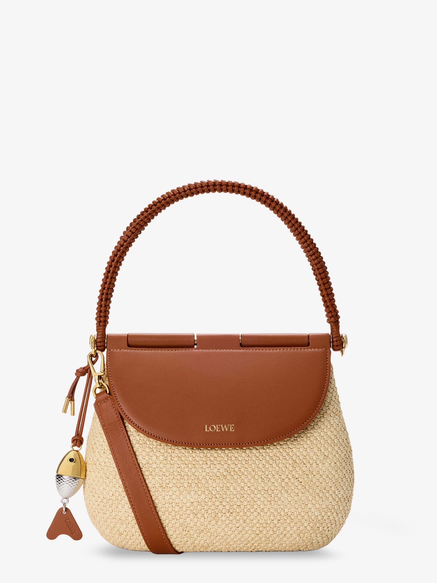 Loewe Women Paula's Ibiza Raffia And Leather Pescador Crossbody