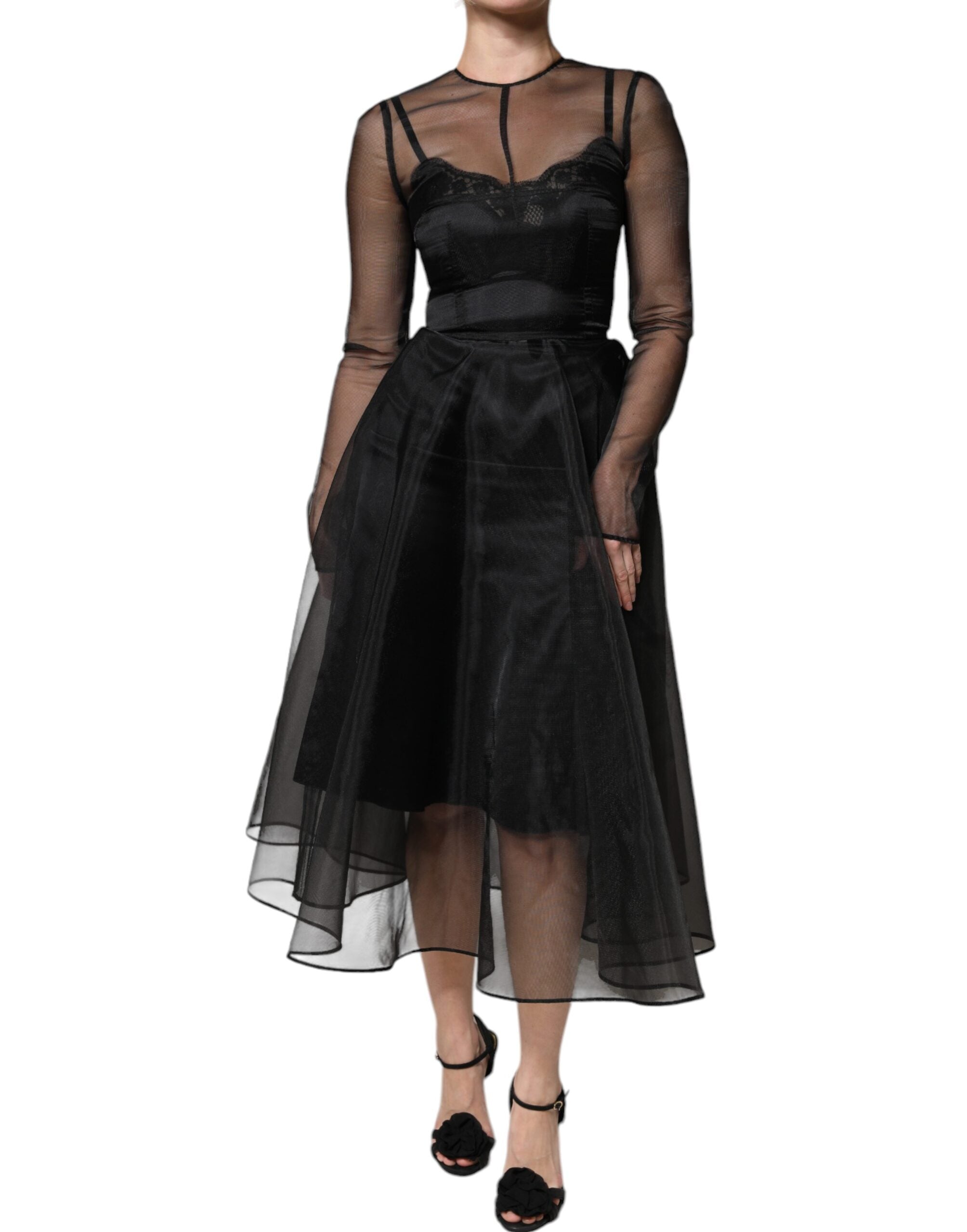 Dolce & Gabbana Black Tulle A-line Midi Cocktail Gown Women's Dress –  Bluefly