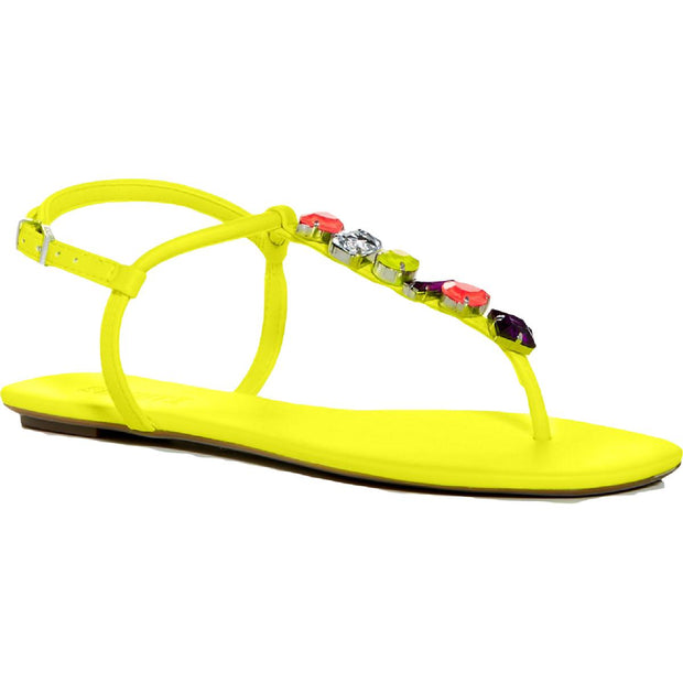 Sandalia Salto Rasteiro Womens Jeweled Thong T-Strap Sandals