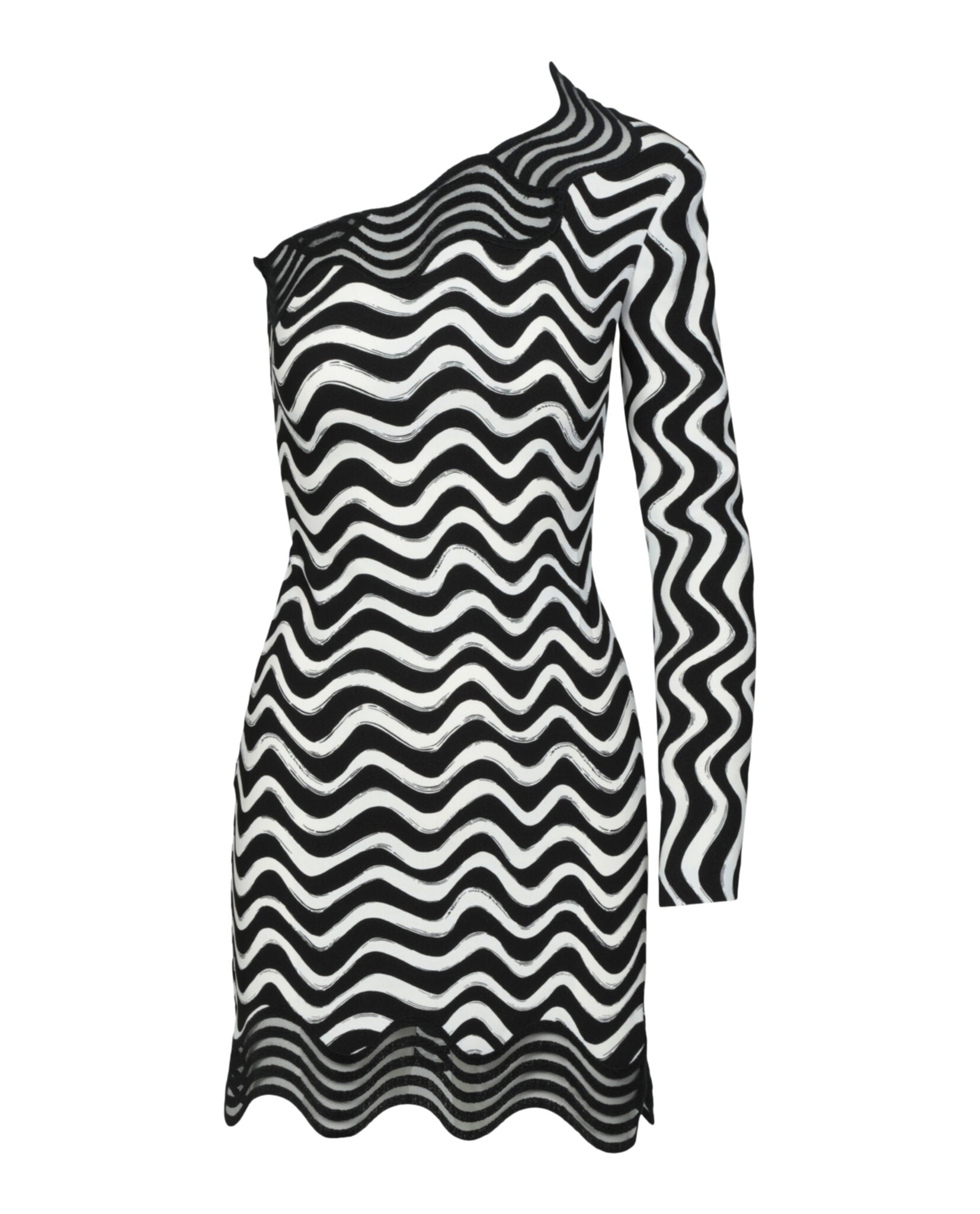 stella mccartney one shoulder dress One-shoulder chiffon-trimmed sequined tulle gown - black