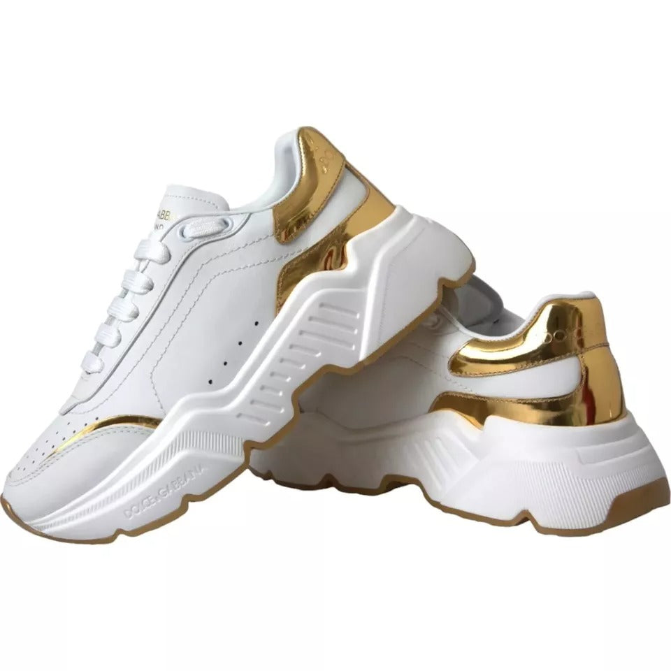 Dolce & Gabbana White Gold DAYMASTER Leather Sneakers Men Men's