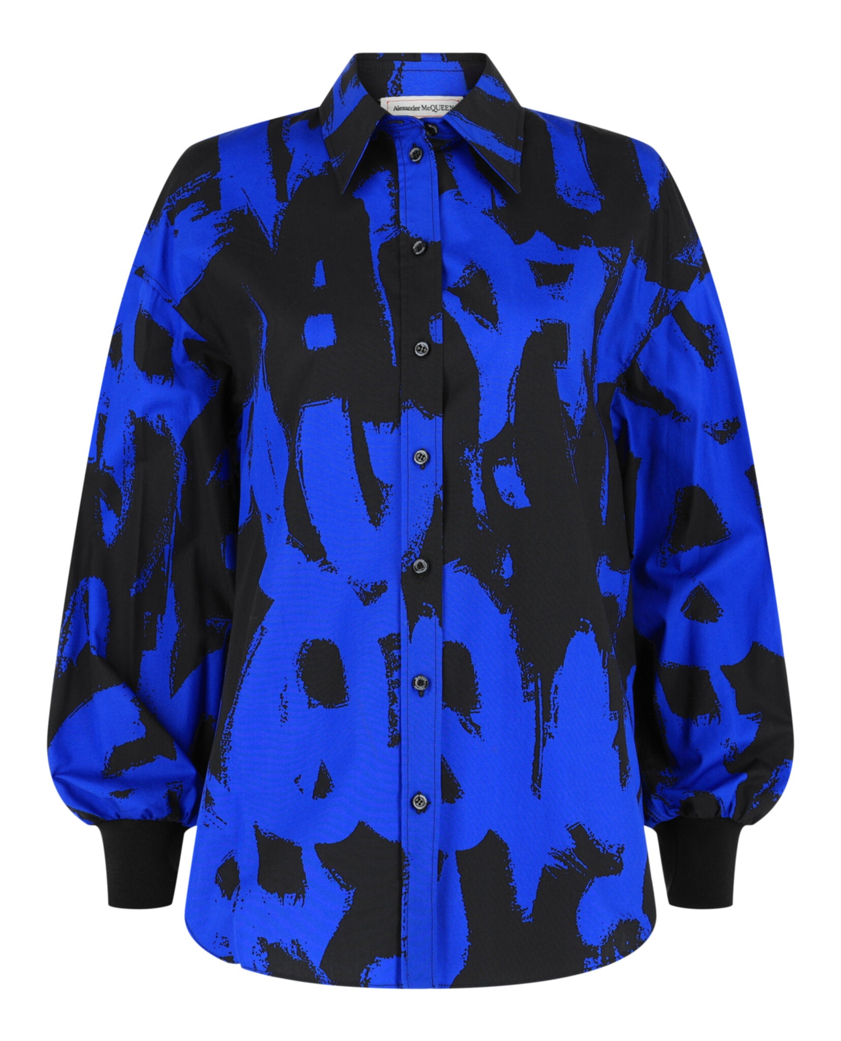 Alexander McQueen Graffiti Logo Button-Up Shirt 36 / Blue Black