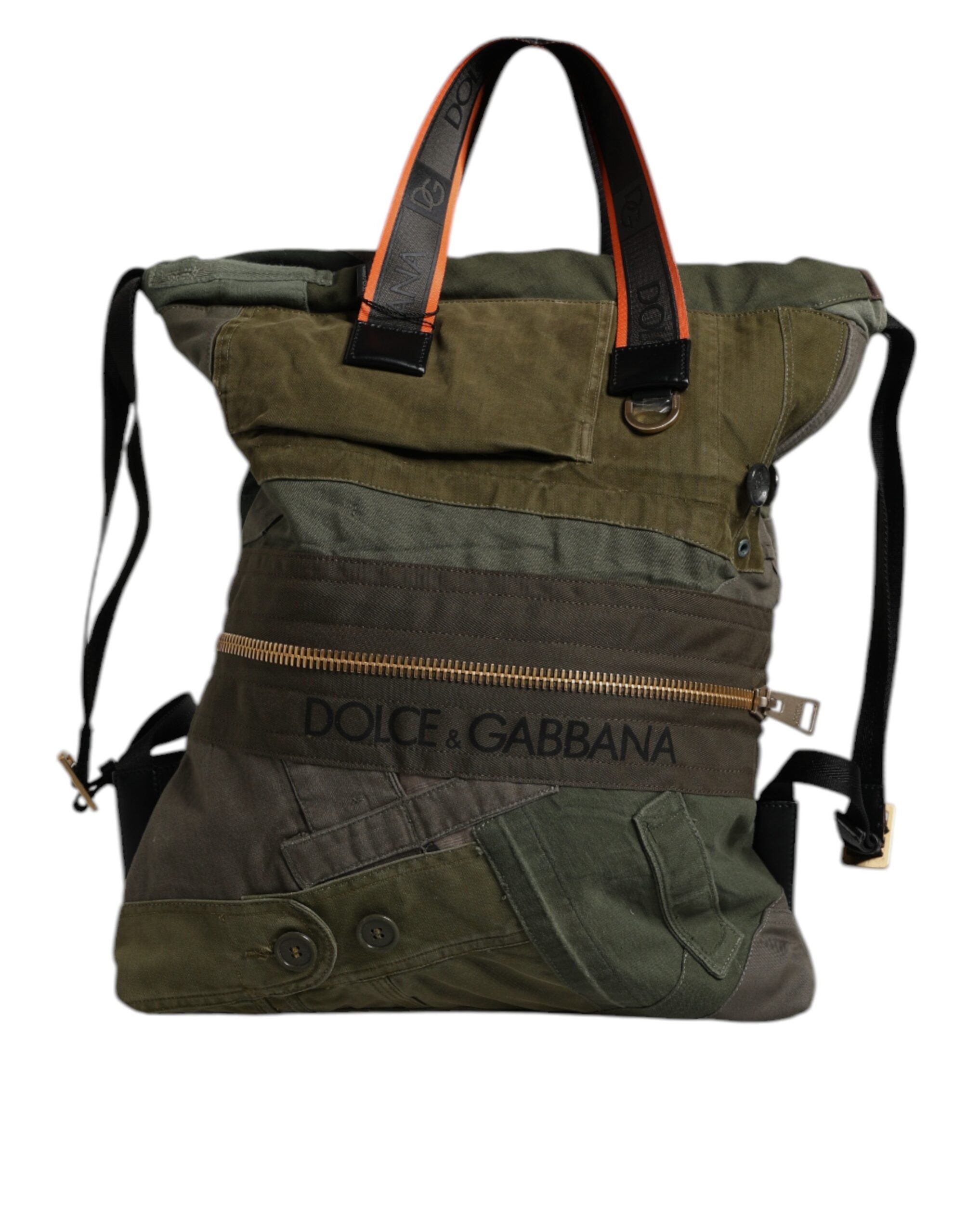 Dolce & Gabbanaリュック Dolce & Gabbana Military Green Patchwork Rucksack Backpack Men's