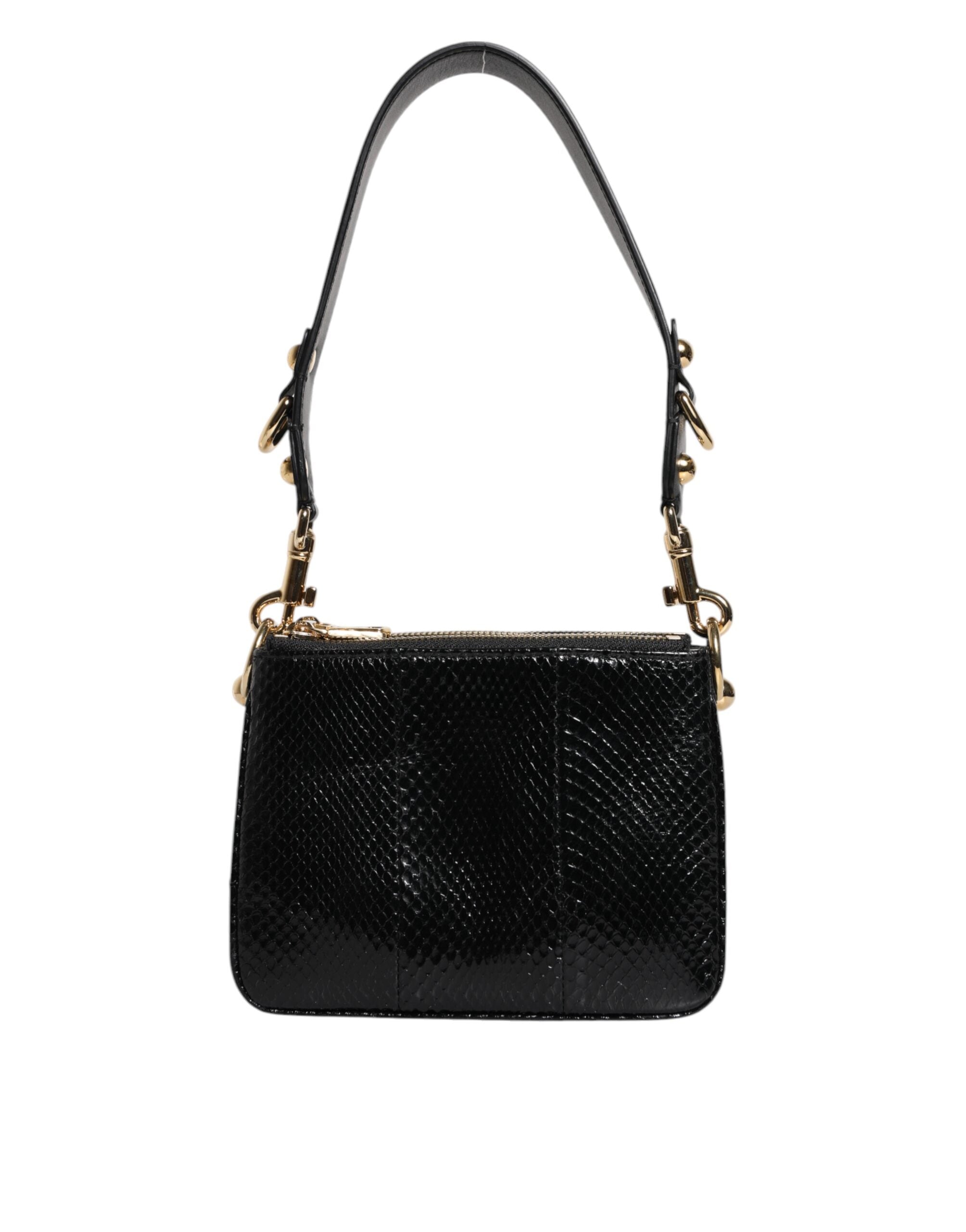 Dolce & Gabbana Black Exotic Leather Shoulder Sling Clutch 