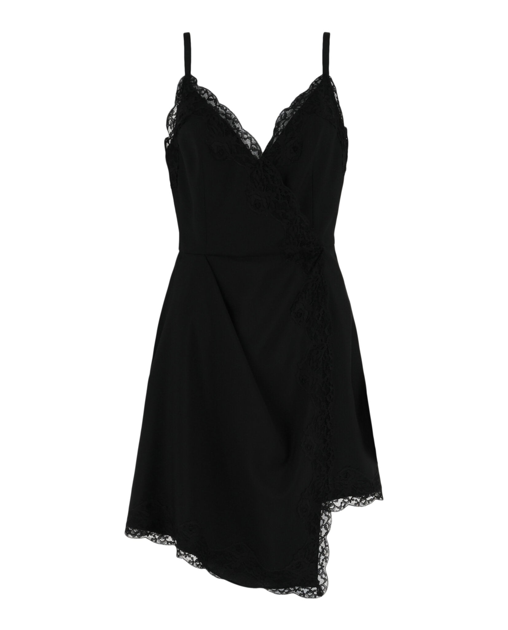 Alexander McQueen Womens Lace-Trim Asymmetric Mini Dress