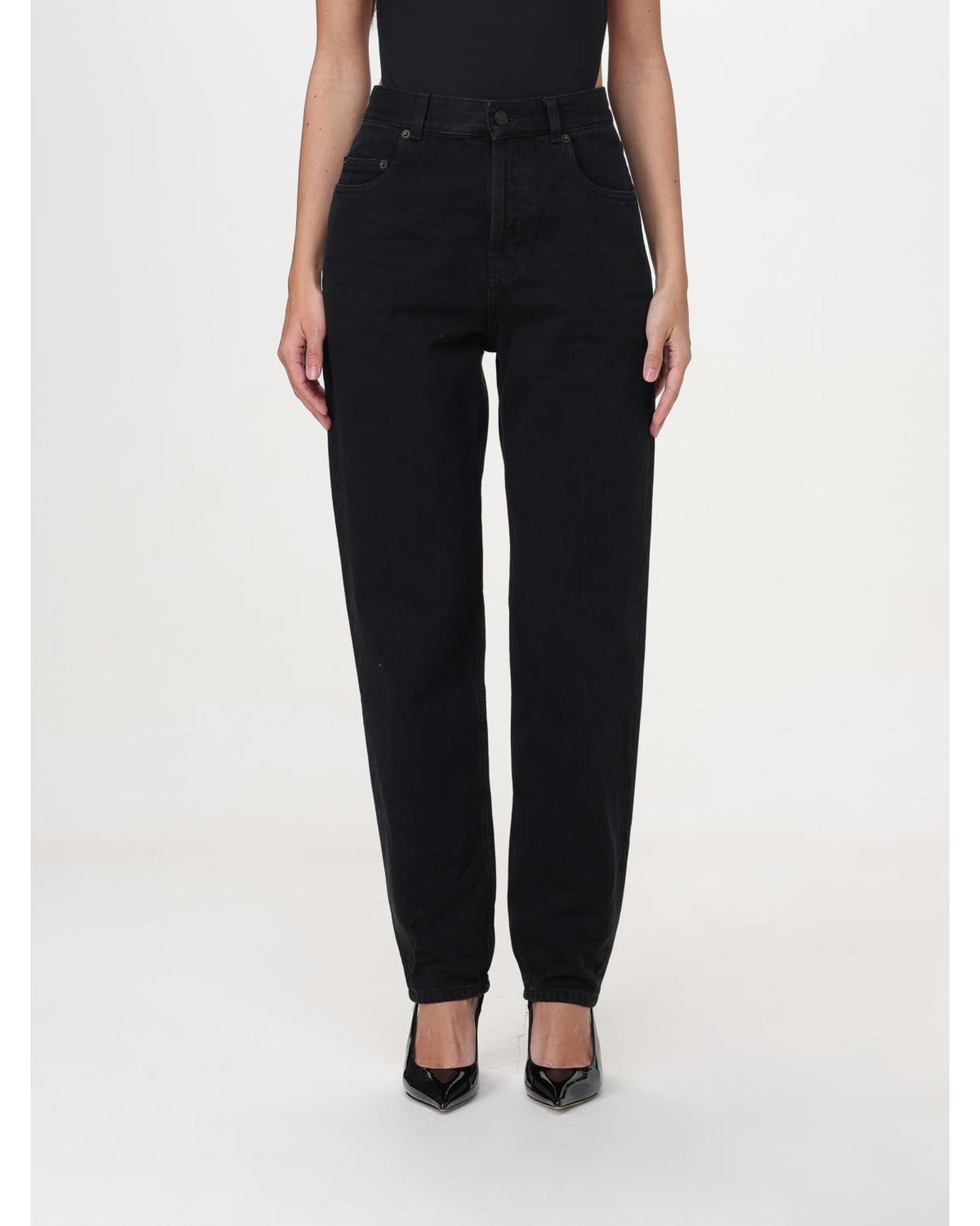 デニム・ジーパン SAINT LAURENT Woman Jeans Blue 747651Y16PF 1290 Saint Laurent HighWaisted Loose Fit Jeans Women Blue – Bluefly