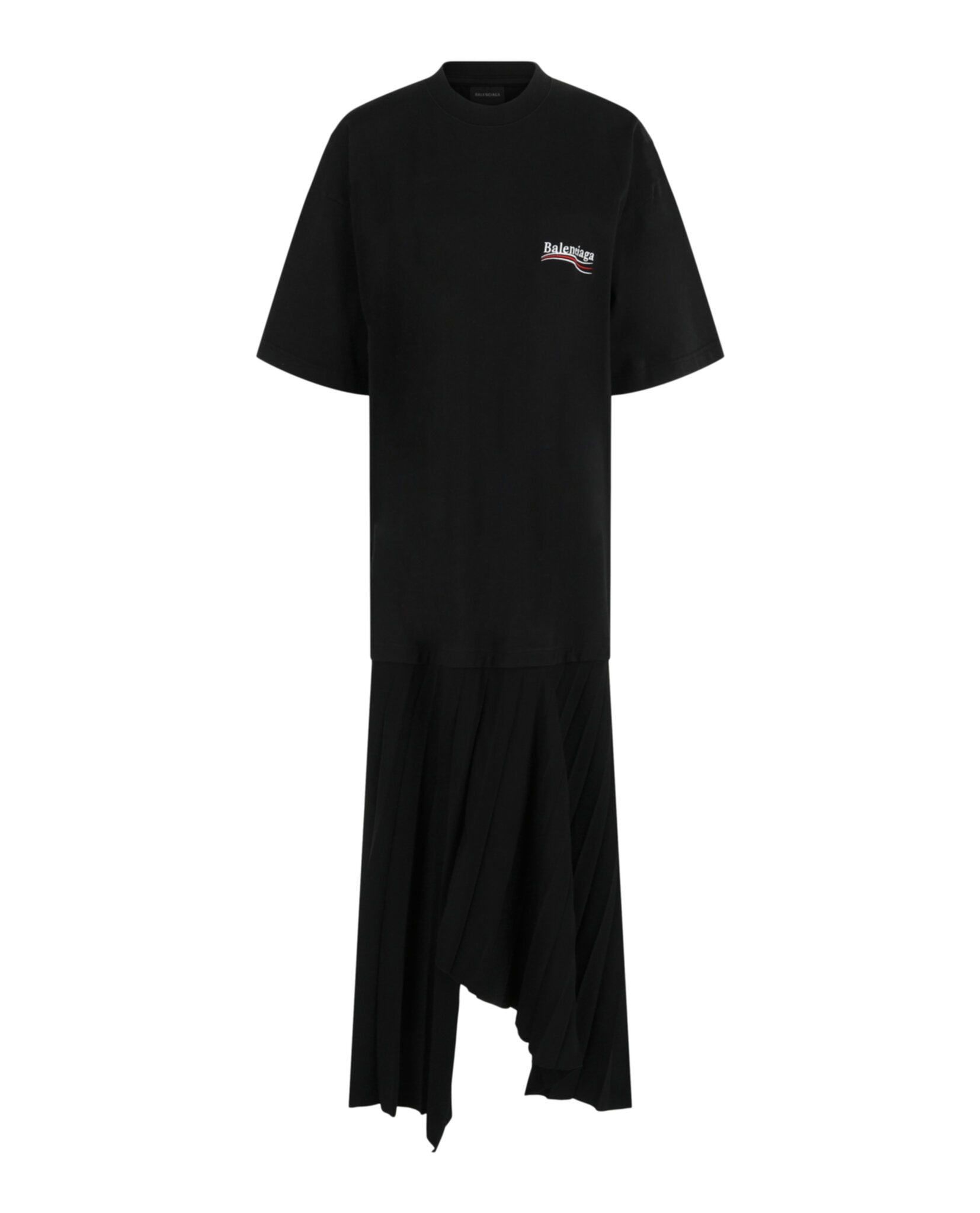 Balenciaga Pleated T-Shirt Dress - Black
