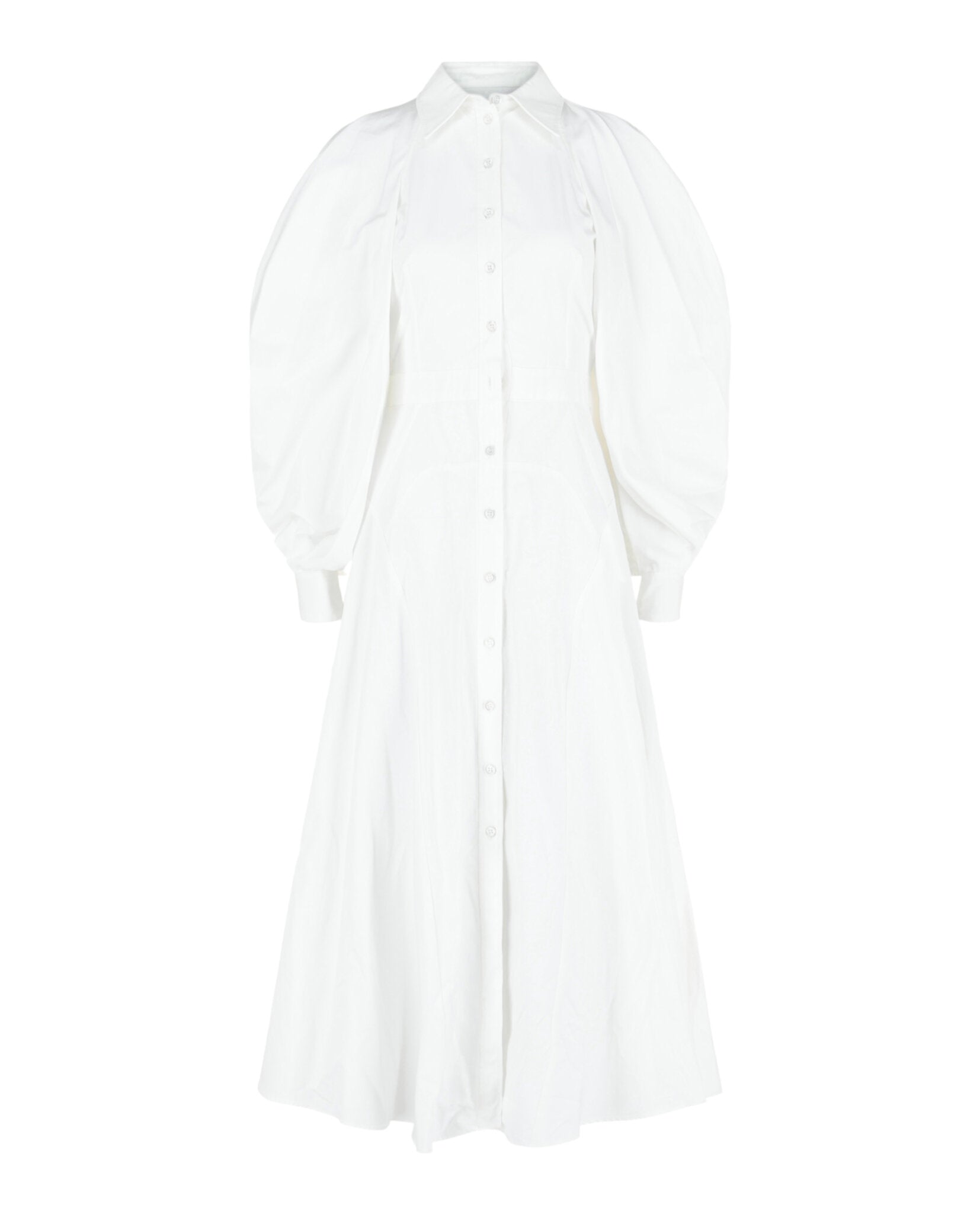 Alexander McQueen Cold-Shoulder Cotton Midi Dress 46 / Optical White
