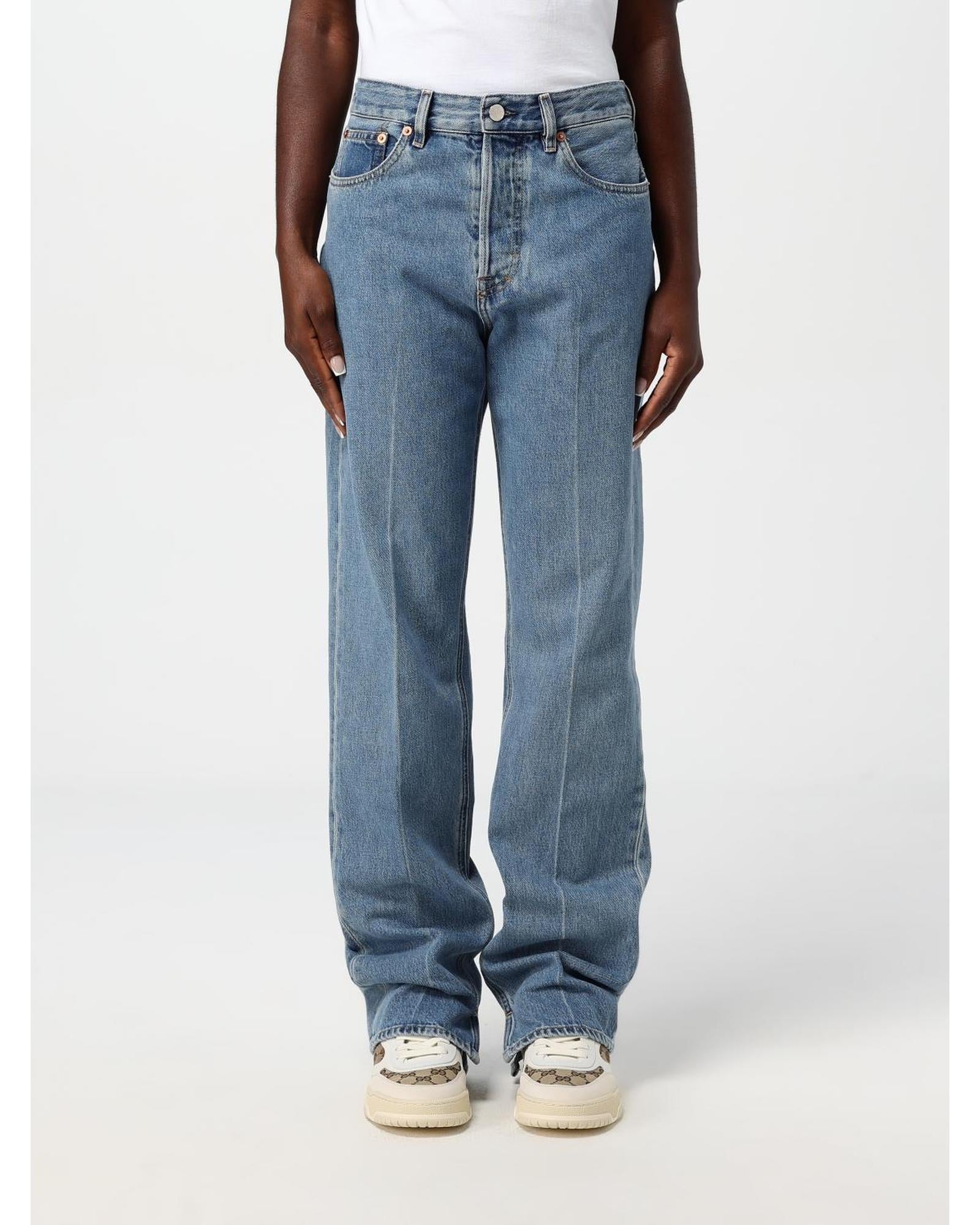 デニム・ジーパン GUCCI Women Denim Pants 34654032 828601 XDDAR 4009 BLUE Gucci High-waisted jeans | Women's Clothing | Vitkac