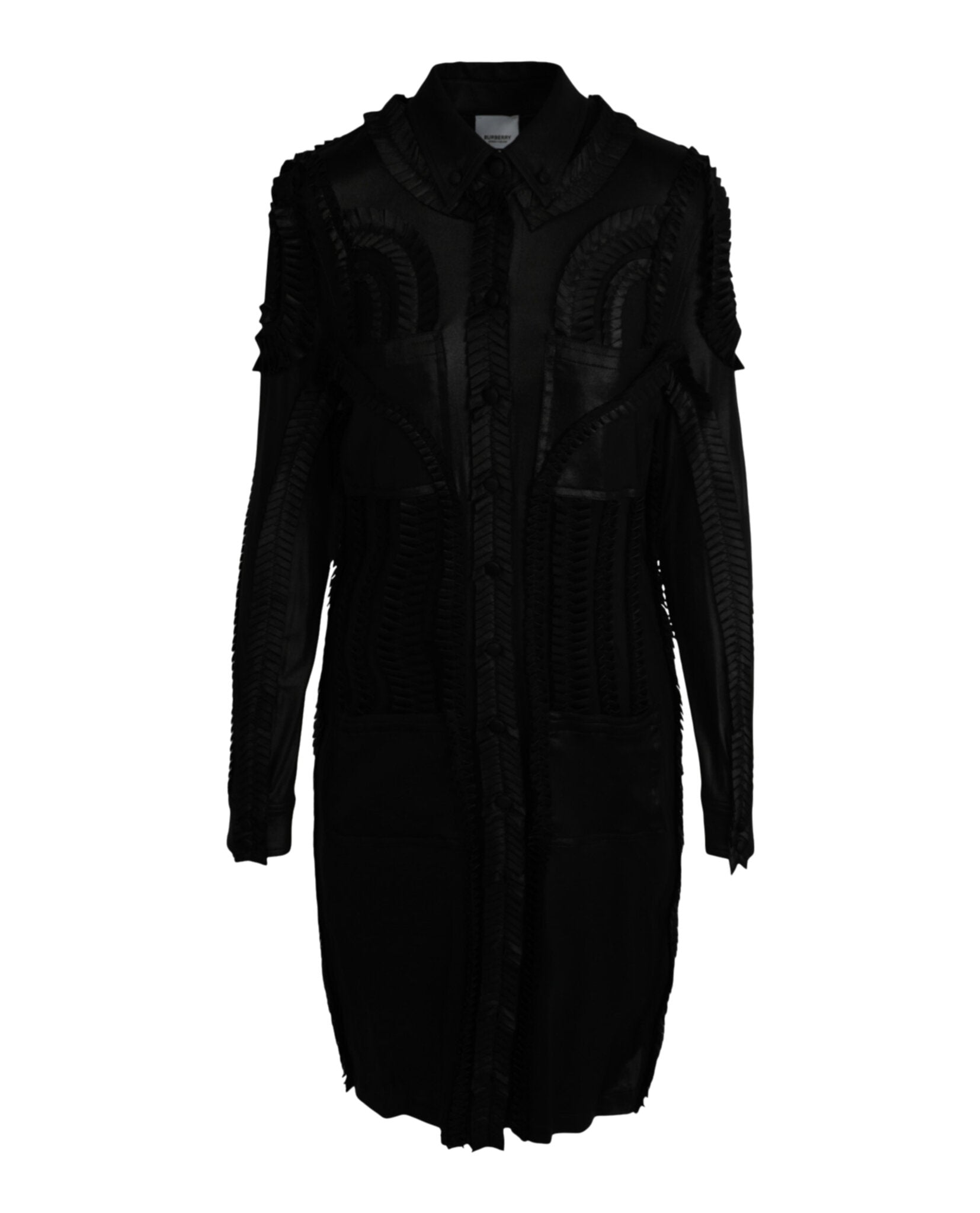 Burberry Pleated Detail Stretch Jersey Shirt Dress , Size: 10