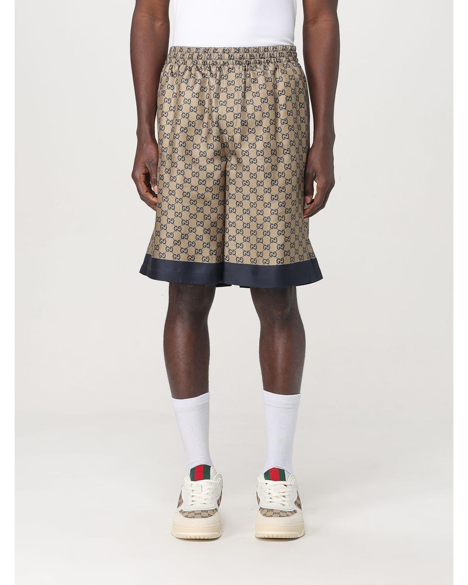 【送料&関税込】Gucci Gg Pattern Shorts Gucci GG Pattern Silk Shorts Men Beige – Bluefly