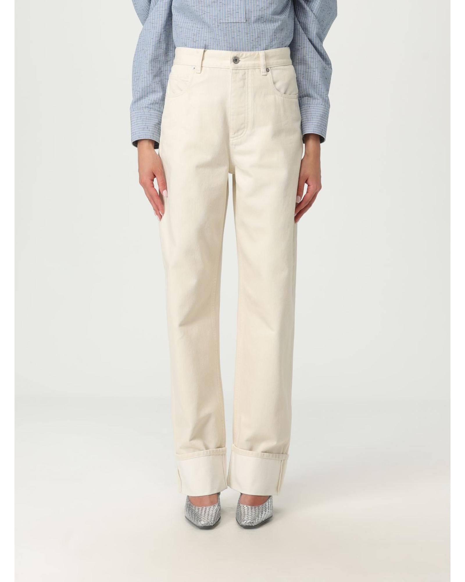 パンツ BOTTEGA VENETA Woman Pants Yellow Cream 707941V21J0 9028 Bottega Veneta Cuffed Hem Pants Women Yellow Cream – Bluefly