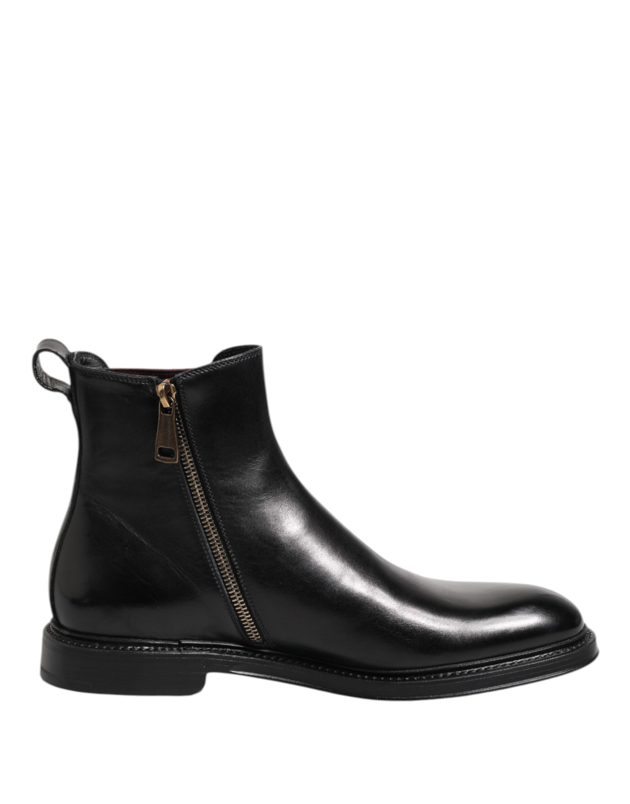 Dolce & Gabbana Black Chelsea Leather Mid Calf Boots Men display picture 2