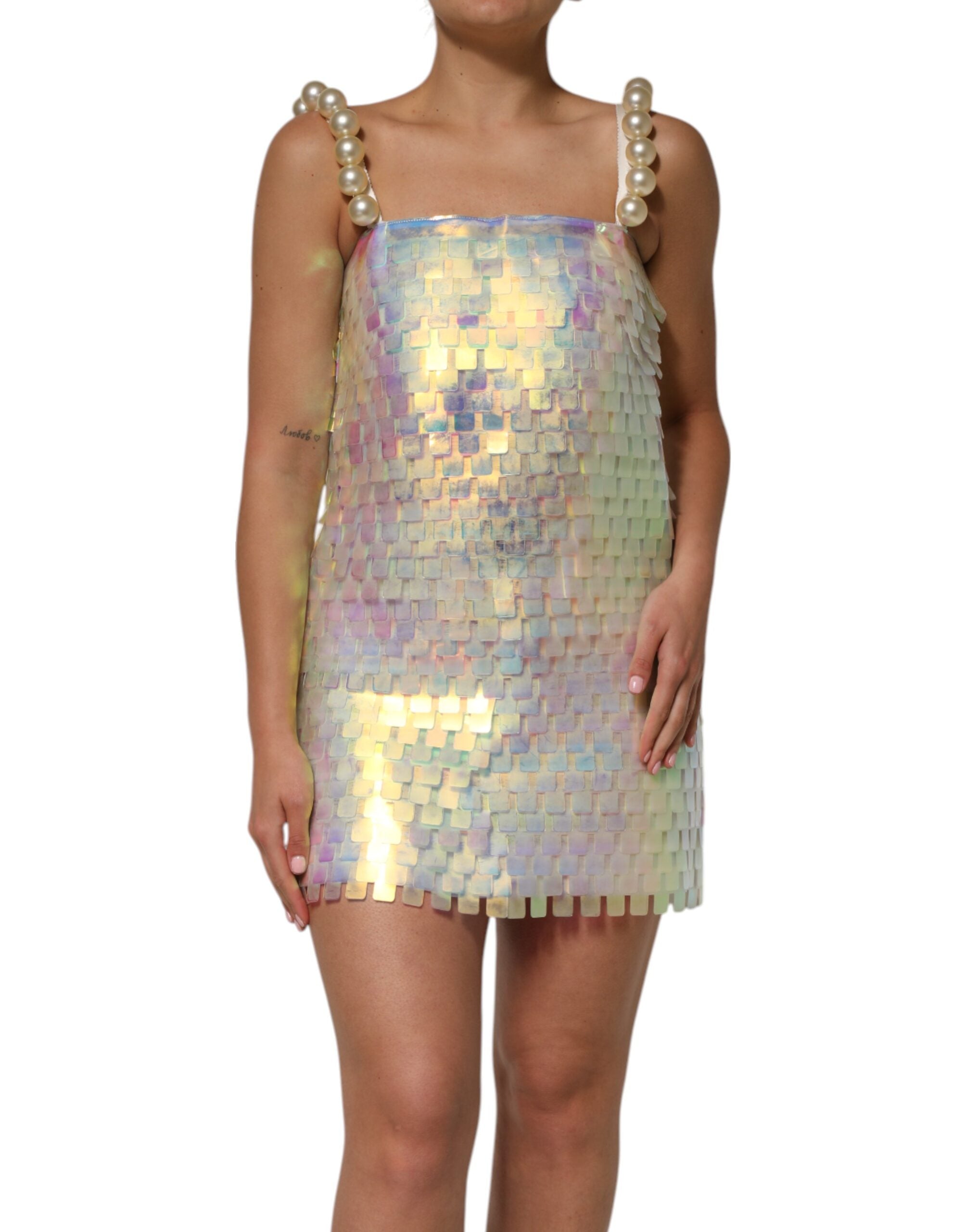dolce and gabbana sequin mini dress Dolce & Gabbana Multicolor Sequin Holographic Mini Women's Dress