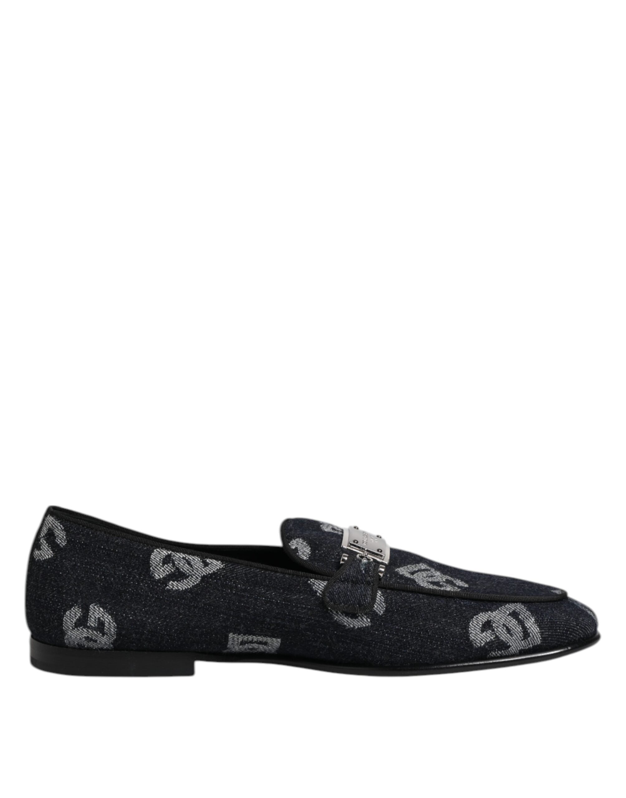 Dolce & Gabbana Blue Logo Cotton Loafers Formal Dress Men display picture 3