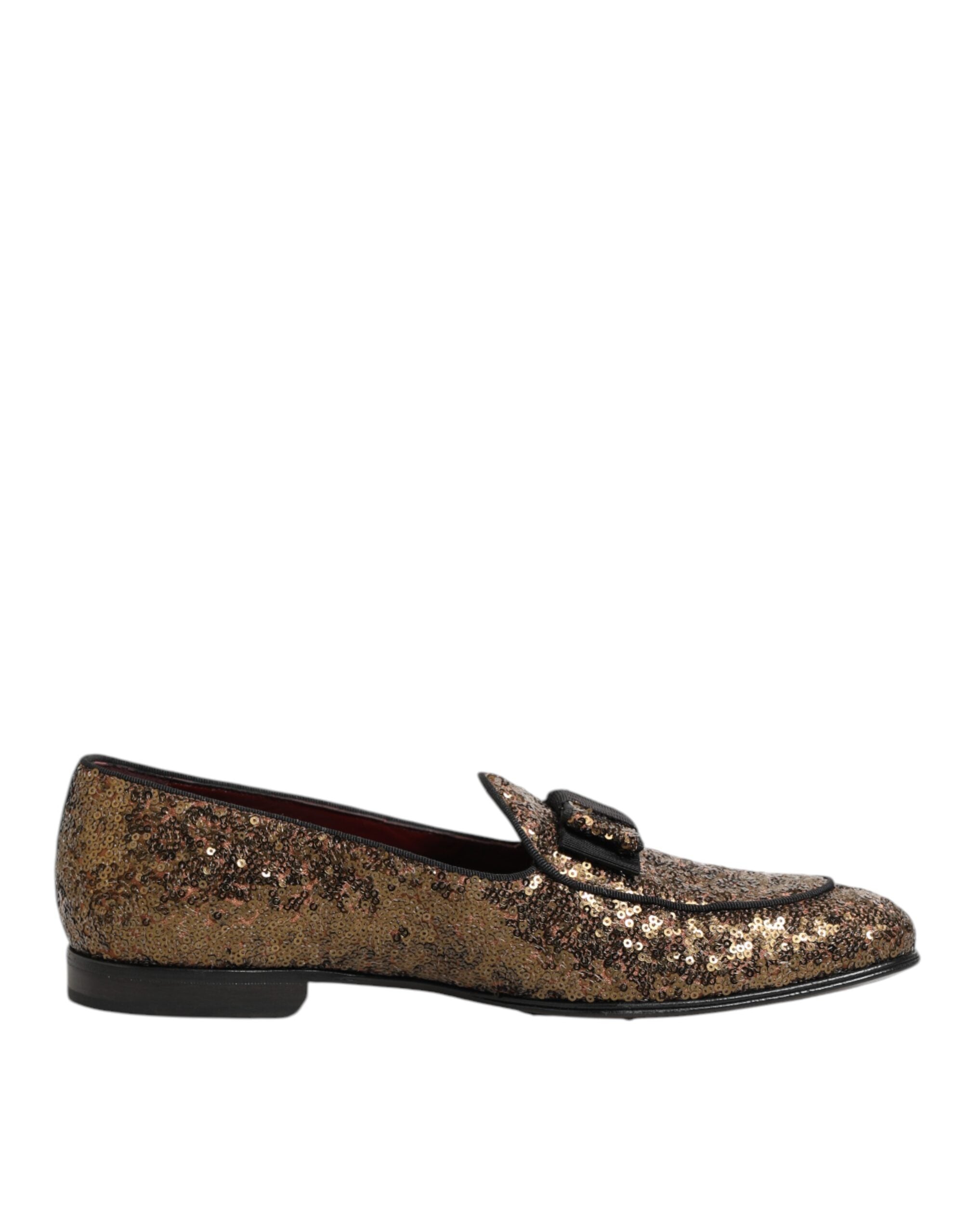 Dolce & Gabbana Black Silver Sequined Loafers Men Dress Men\'s Shoes Dolce & Gabbana Black Gold Embellished Slip On Loafers Men main image 3