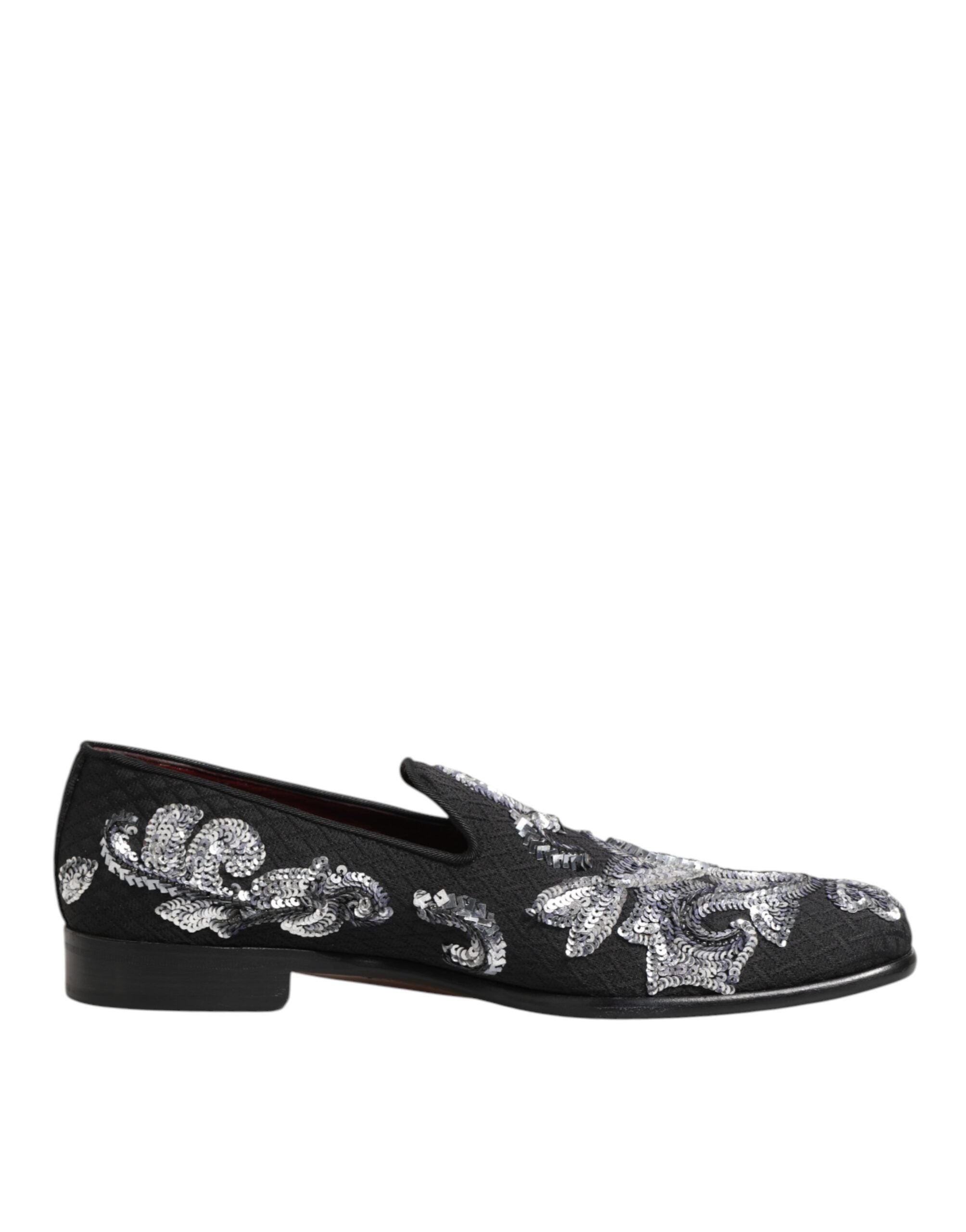 Dolce & Gabbana Black Silver Sequined Loafers Men Dress  display picture 2