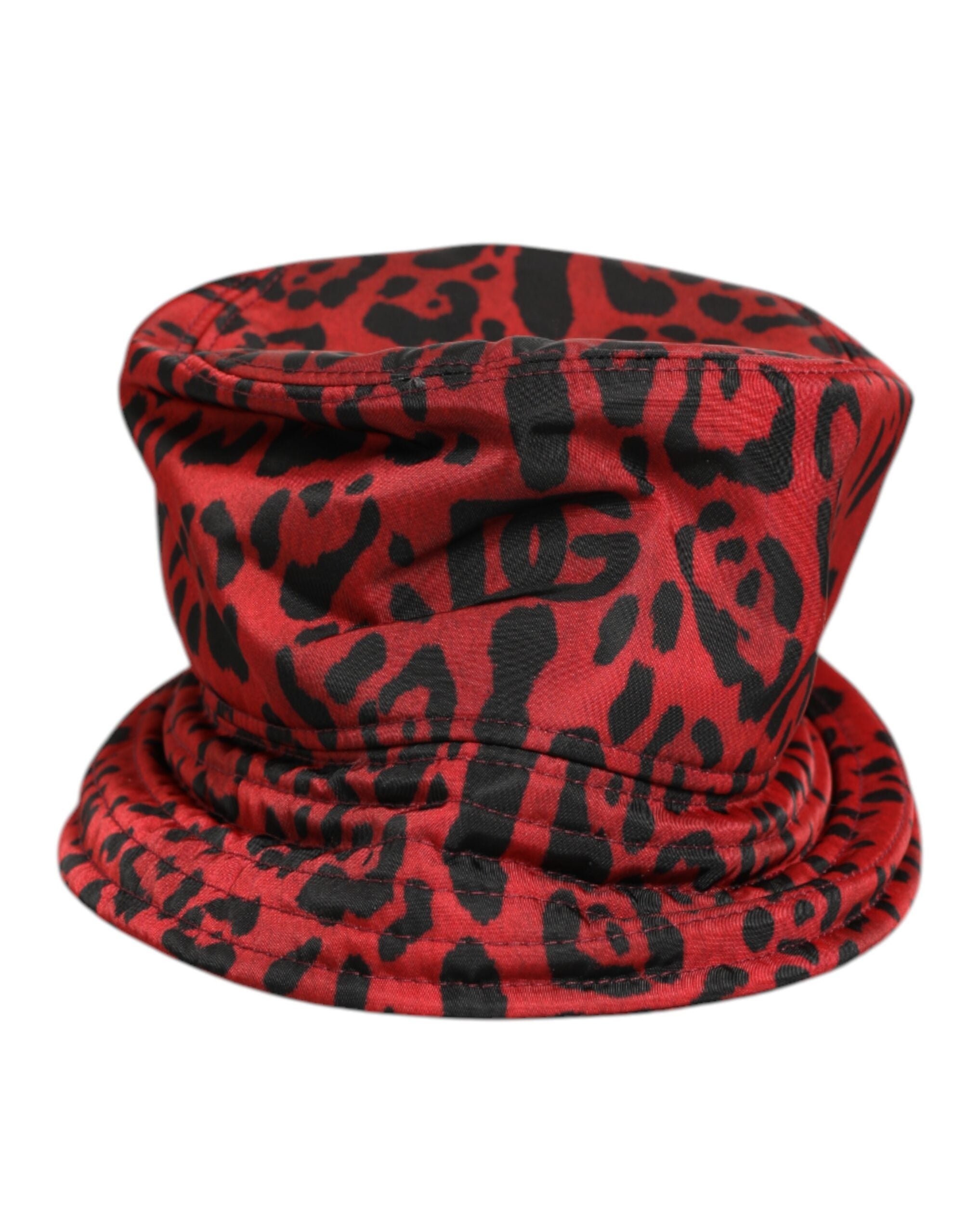Dolce & Gabbana Red Black Nylon Leopard Print Bucket Men Cap  display picture 1