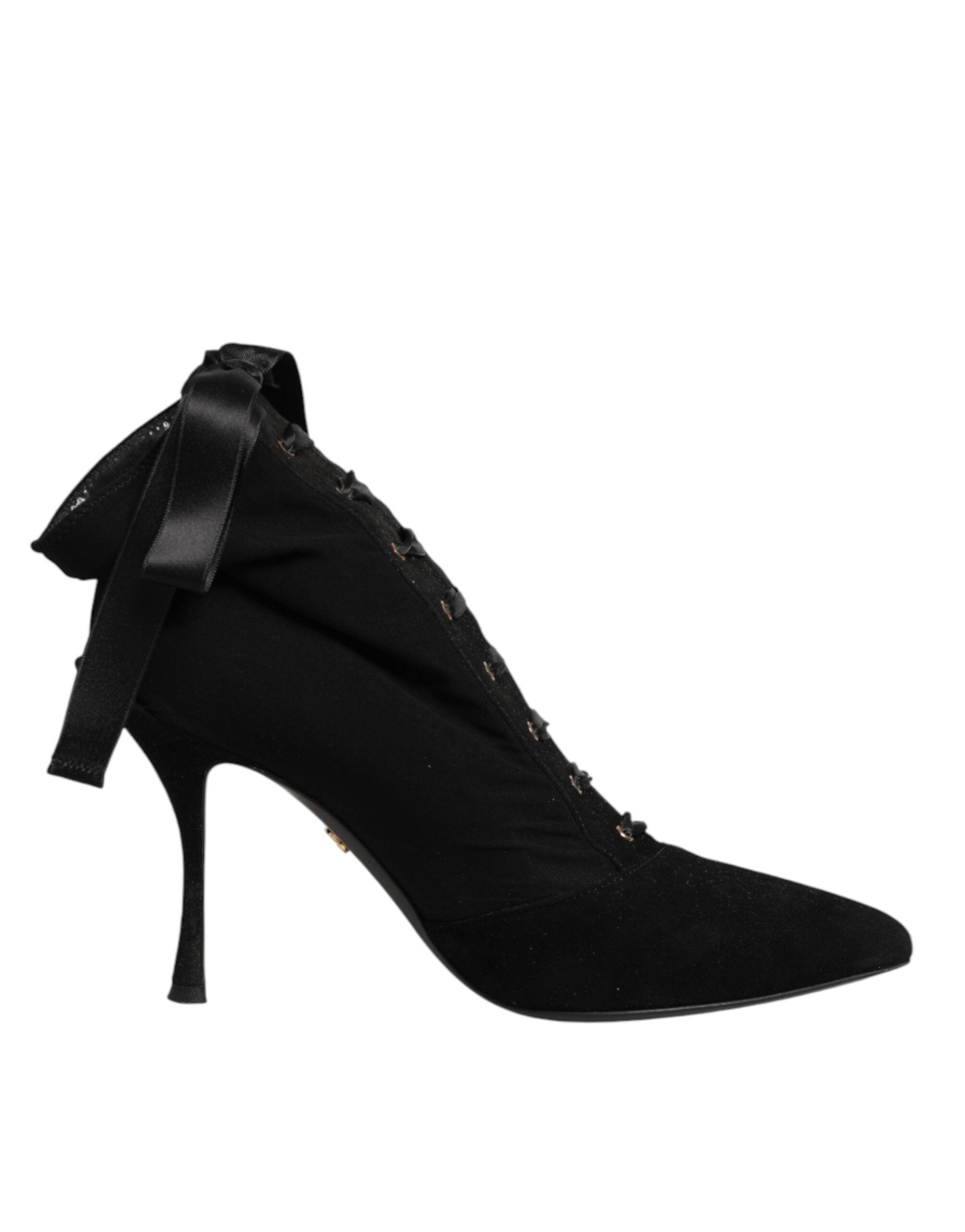 Dolce & Gabbana Elegant Black Ankle Stretch Slip On Boots Dolce & Gabbana Black Stiletto Heels Lace Up Boots Women main image 4