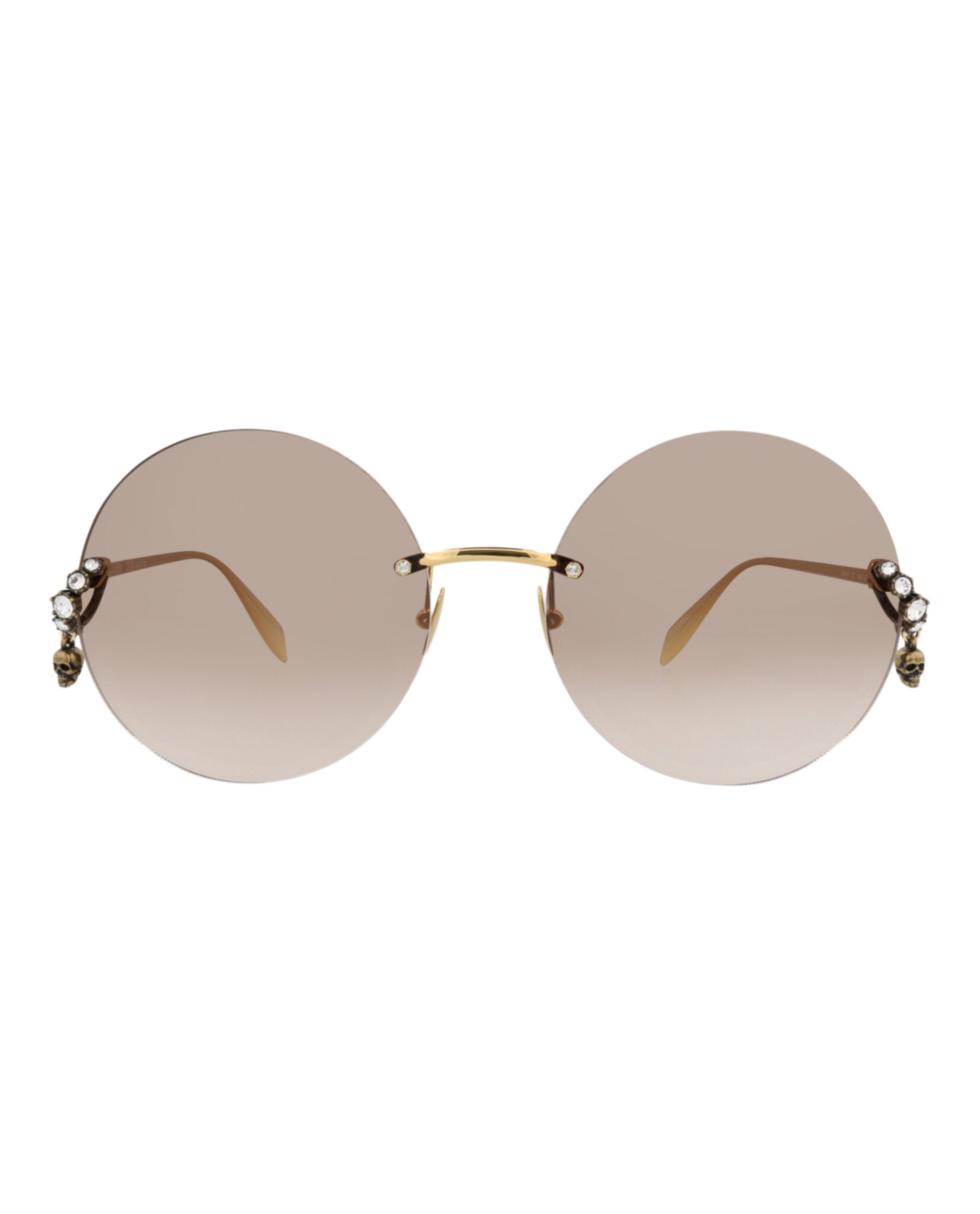 ALEXANDER MCQUEEN Sunglasses BRAND NEW with case, round frames & gold lenses Alexander McQueen AM0469S 001 Sunglasses - US main image 4
