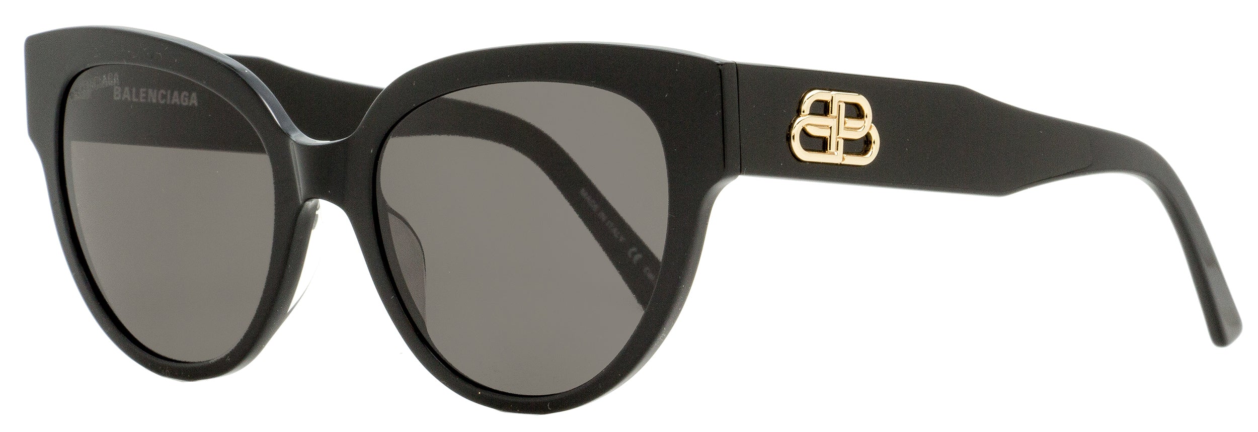 Balenciaga Oval Sunglasses BB0050S 001 Black/Gold 55mm – Bluefly display picture 2