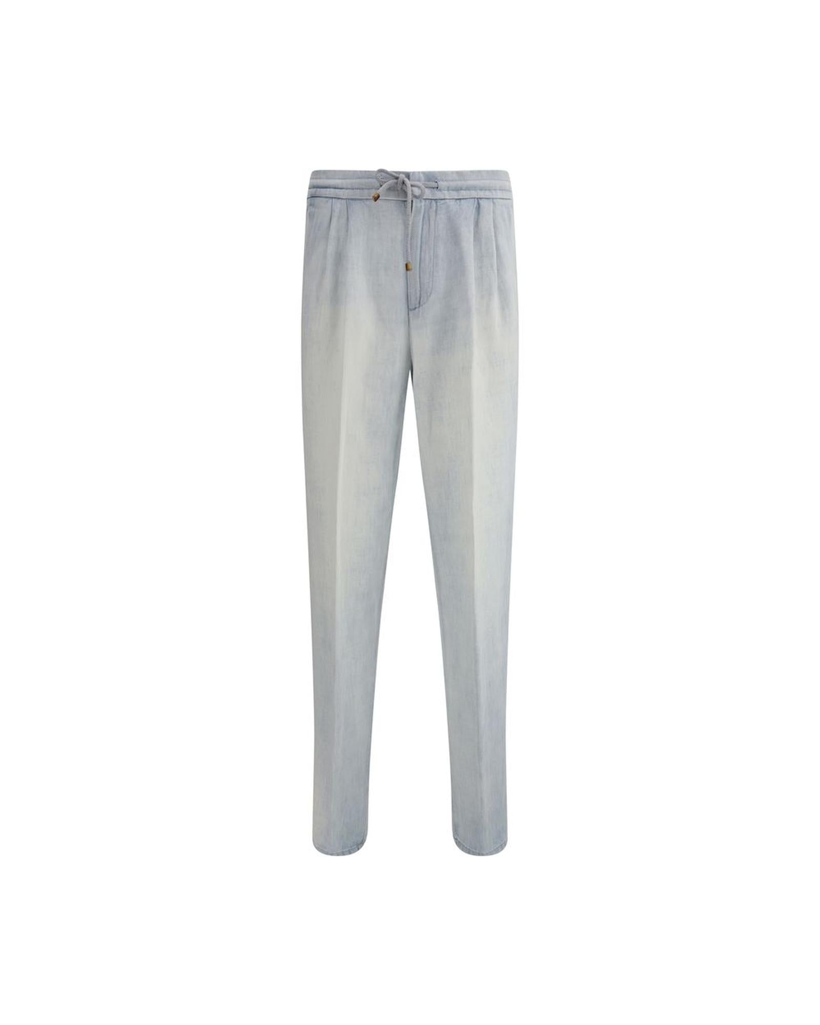 Brunello Cucinelli Light Wash Linen Trousers Men Light Blue