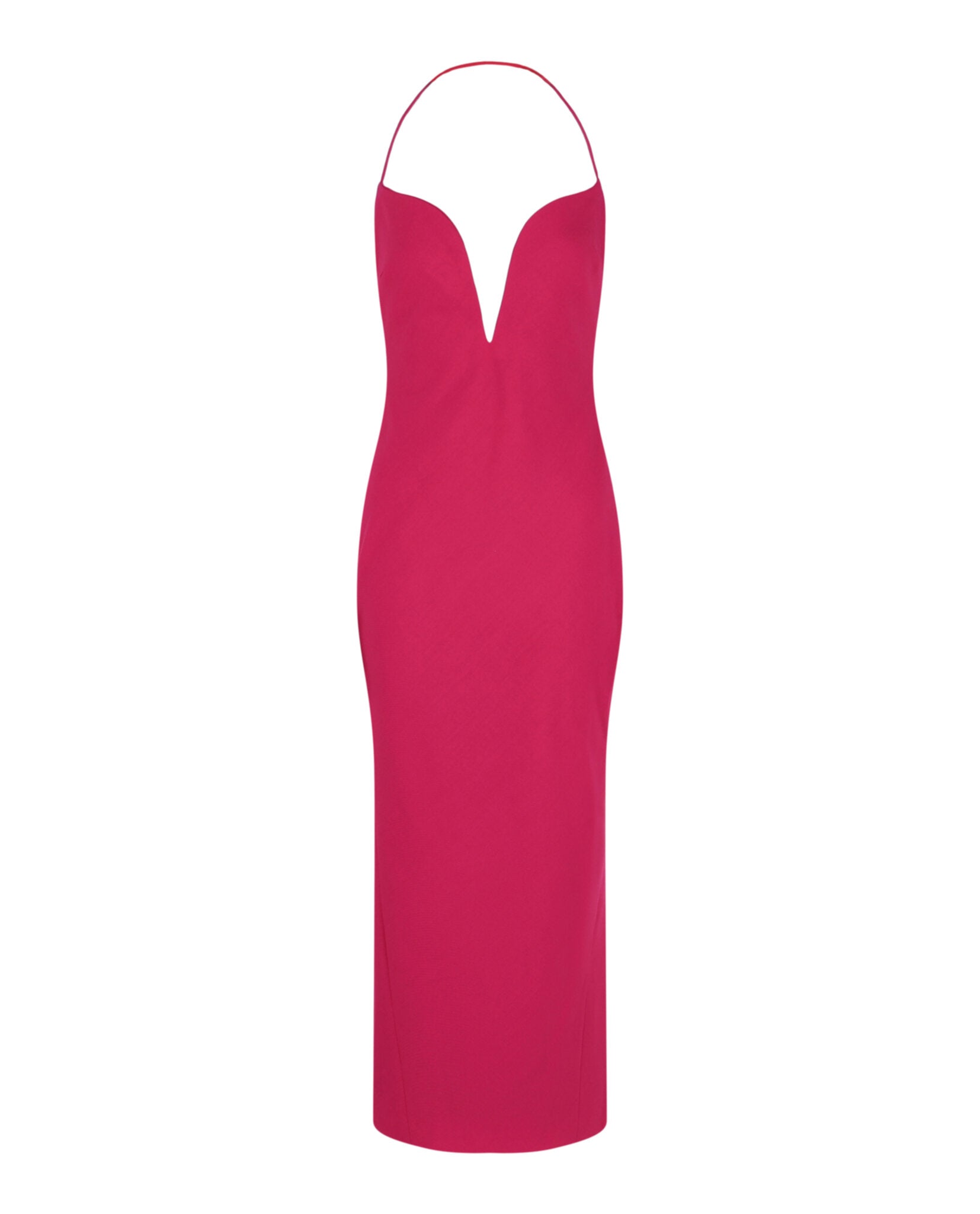 Givenchy Plunging Halter Midi Dress 38 / Fuchsia