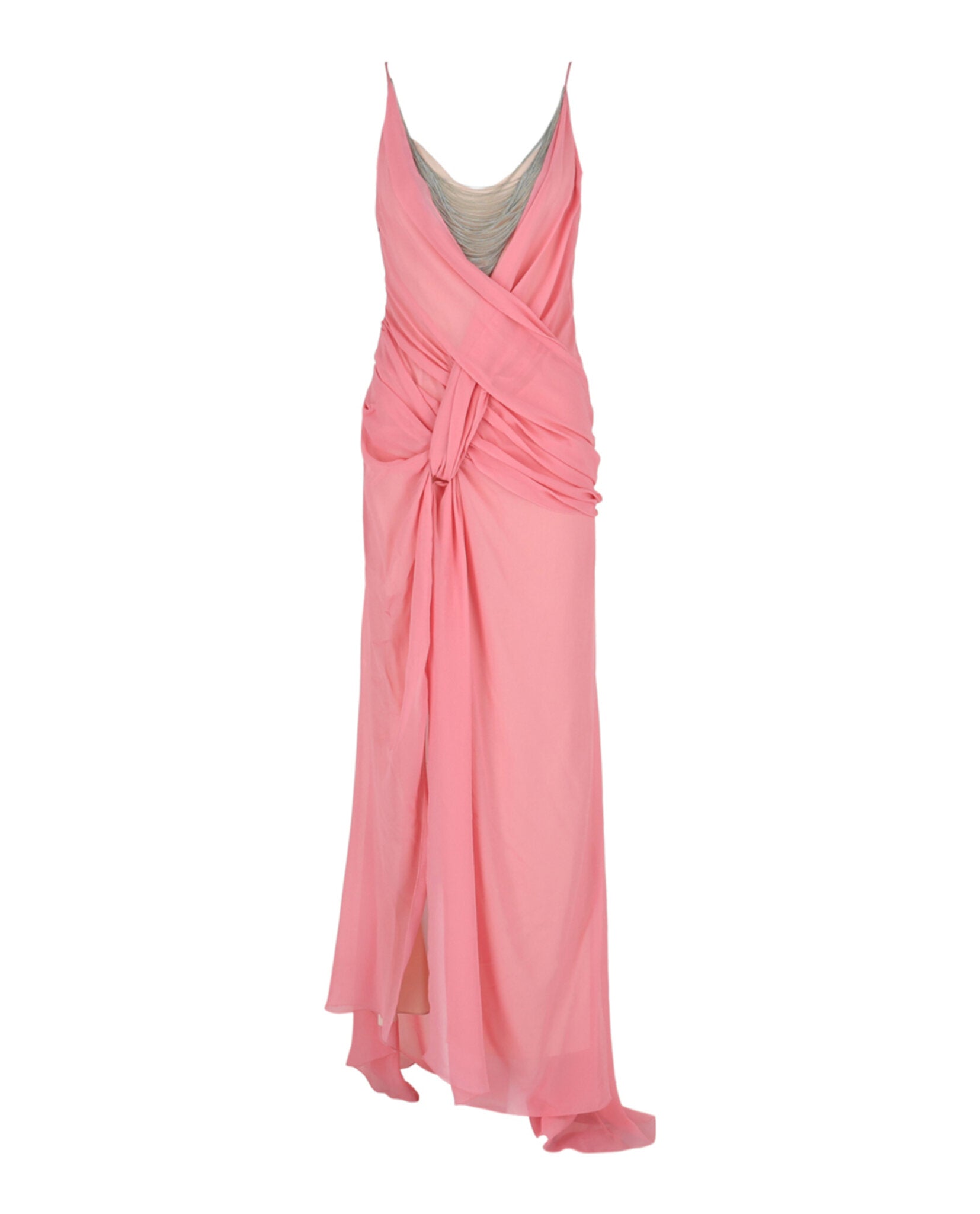 Givenchy - Evening Draped Dress In Silk With Chains - Pink - Silk - Women