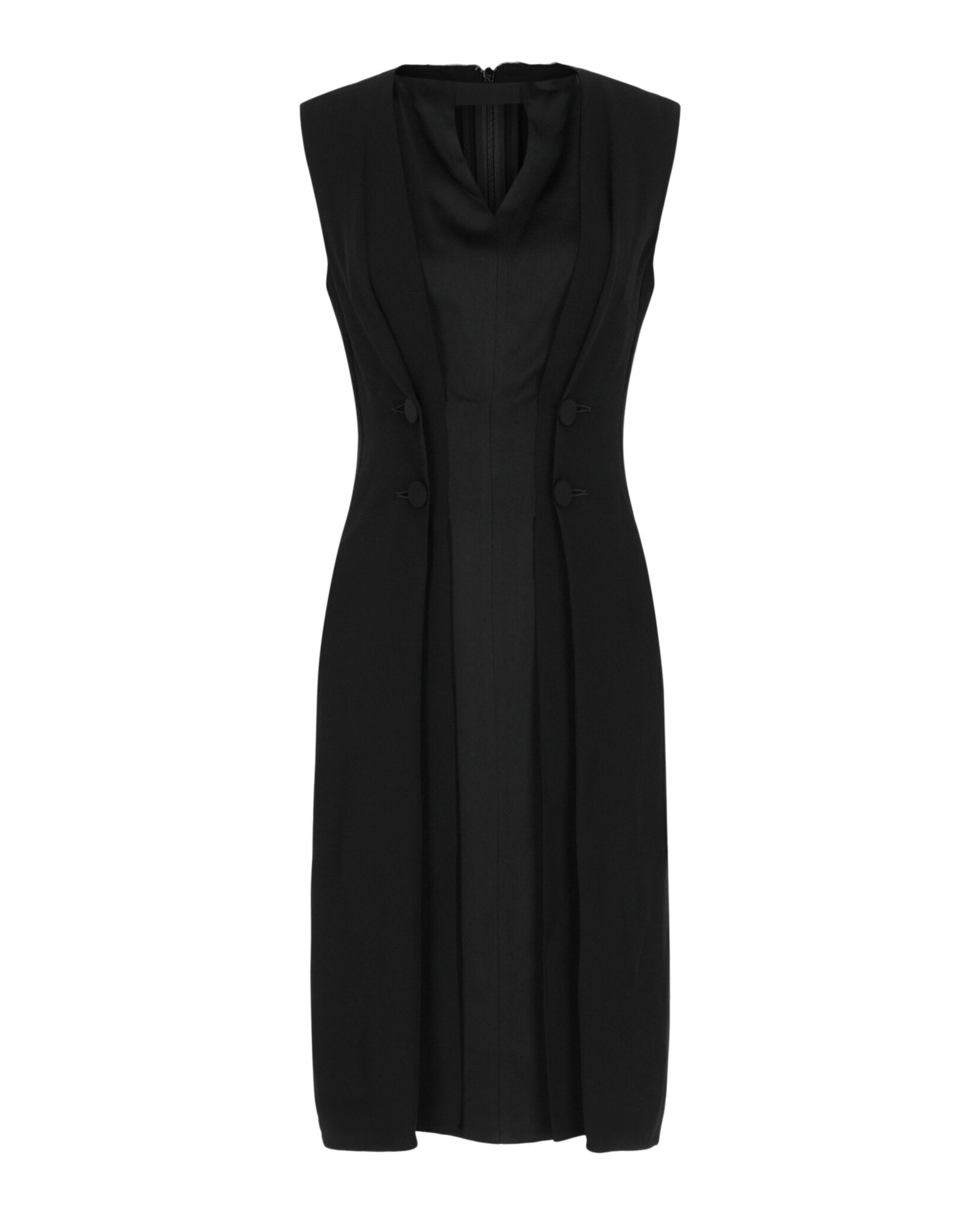 double breasted midi dress Sleeveless Double-Breasted Coat Dress, 36 / Black spring_break Size:42 Long Closure Type Dress to Impress: Lady