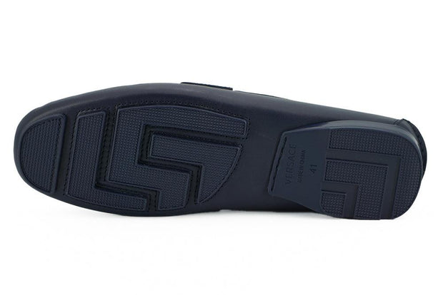 Versace Elegant Navy Blue Calf Leather Men's Loafers - Bluefly