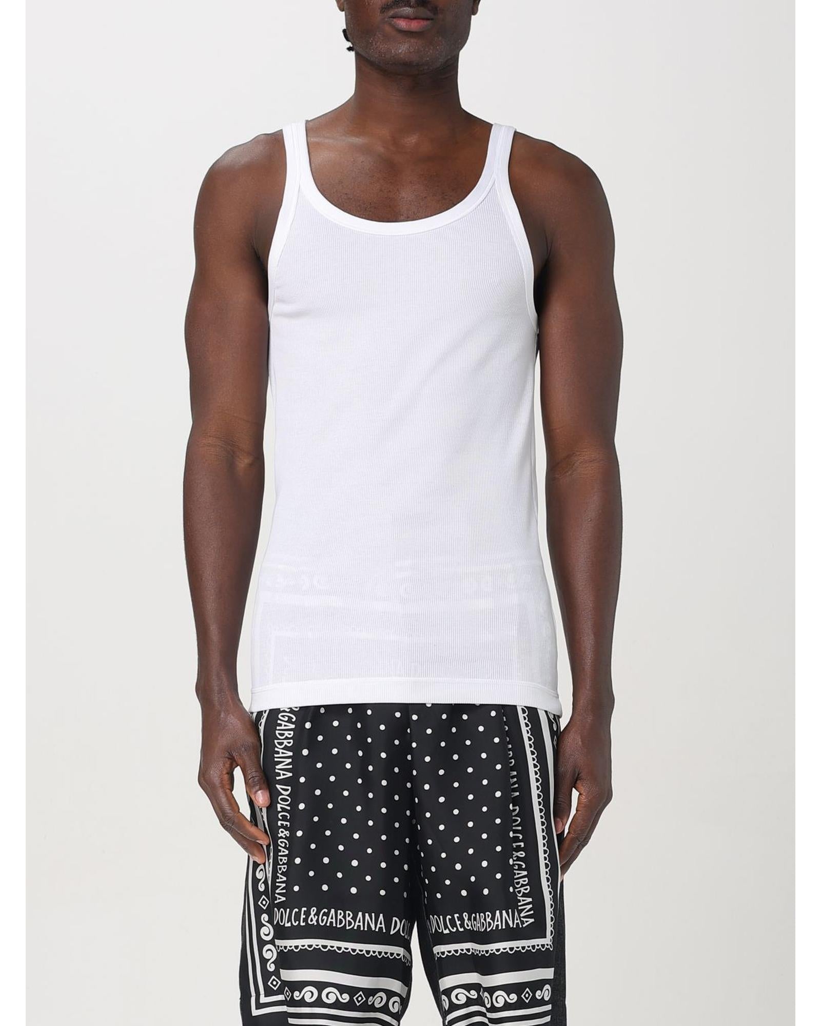 Tシャツ・カットソー DOLCE & GABBANA Ribbed tank top White G8PA8TFU7AV 22054779_52045002_600.jpg
