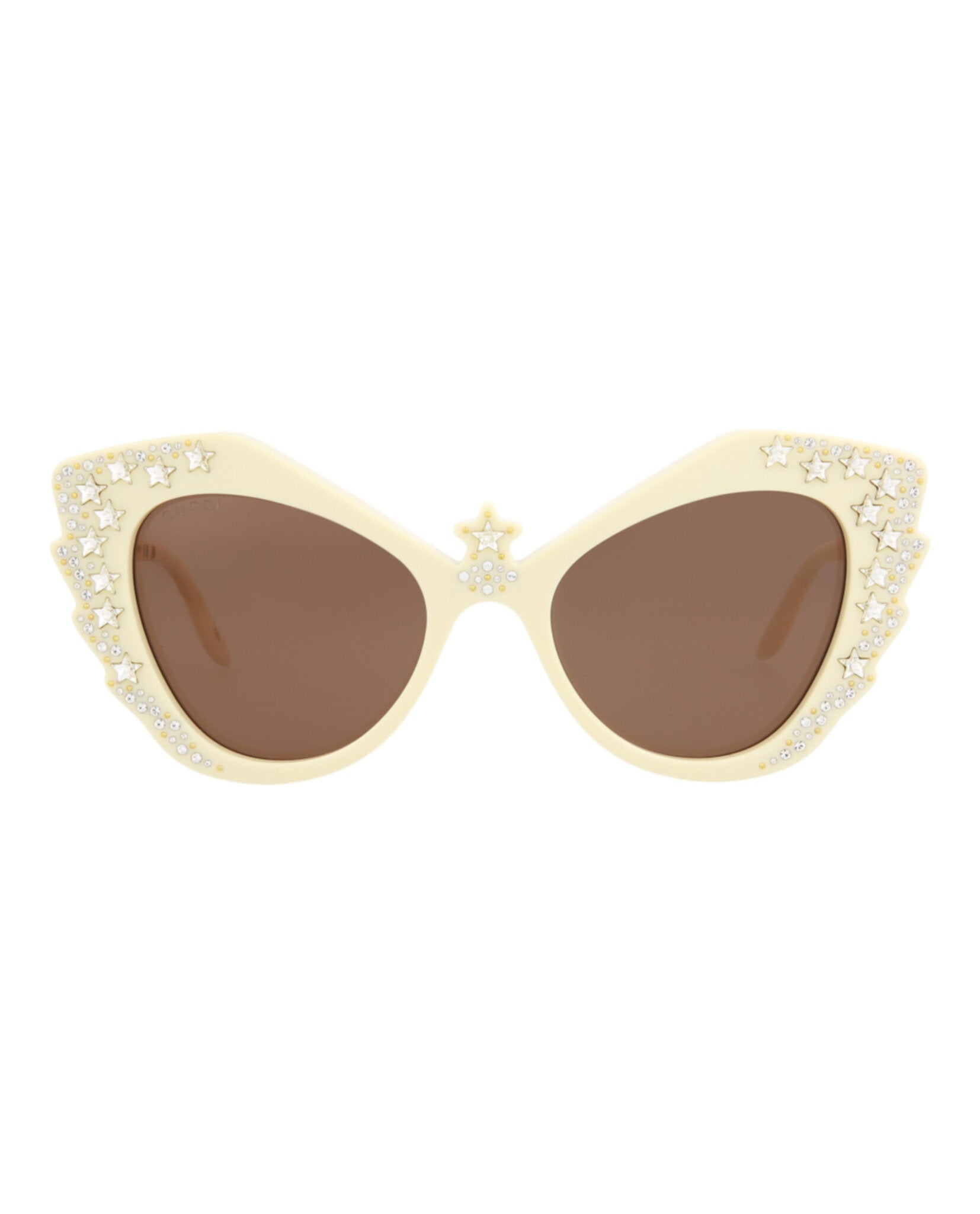 Gucci White and Gold Cat-Eye Sunglasses with Brown Lenses Gucci GG0523O White/Gold Prescription Eyeglasses main image 2