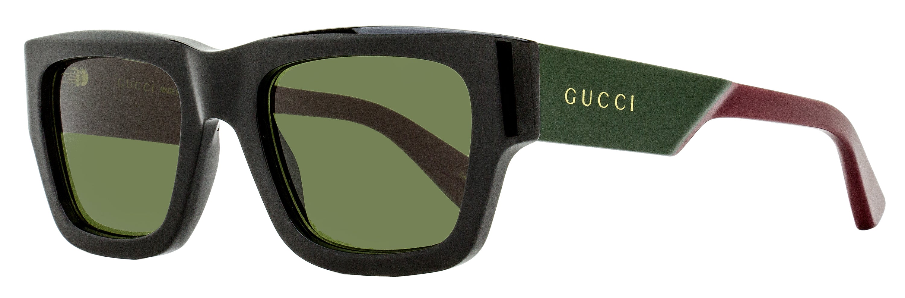 Gucci Black and Green Sunglasses with Bold Frames Gucci GG1909S 002 Pilot Sunglasses Transparent Green - eye  main image 2
