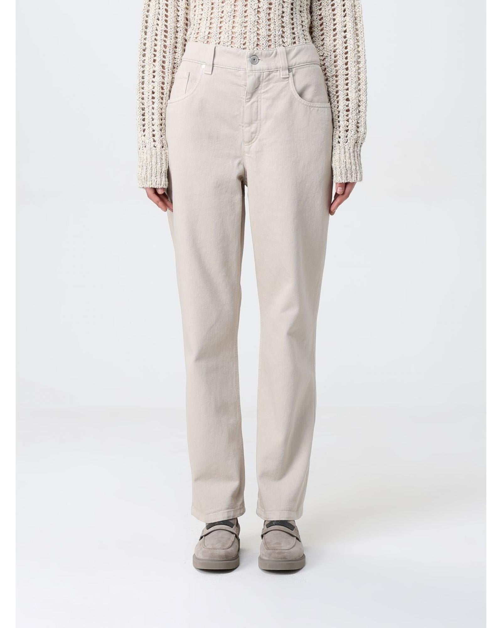 デニム・ジーパン BRUNELLO CUCINELLI Woman Jeans Ivory M0H81P5758 Brunello Cucinelli Straight Leg Jeans Women Ivory – Bluefly