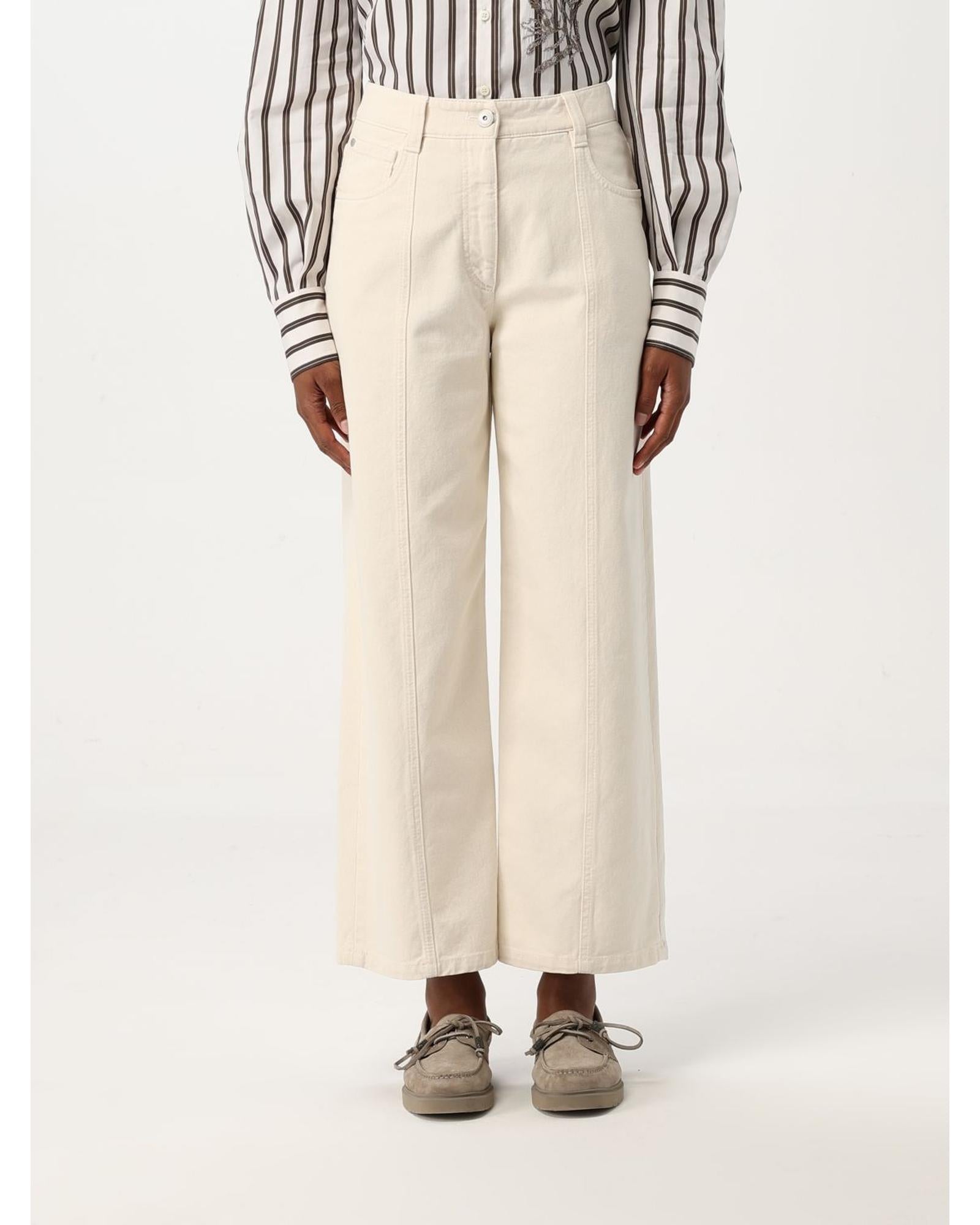 パンツ Brunello Cucinelli White Wide-Leg Relaxed Fit Pants Brunello Cucinelli wide-leg Tailored Trousers | White | FARFETCH