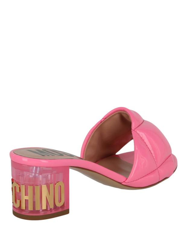 Moschino Womens Logo Quilted Mules