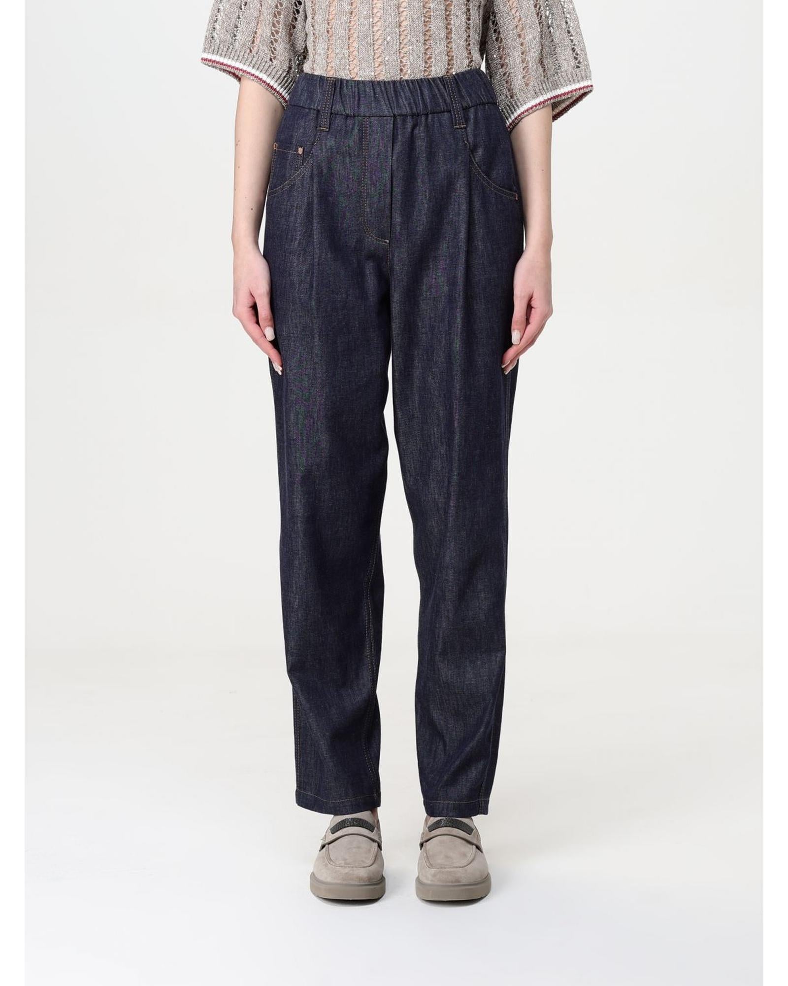 デニム・ジーパン BRUNELLO CUCINELLI Woman Jeans Blue MA782P5567 C001 Brunello Cucinelli Relaxed Fit Denim Pants Women Blue Jeans