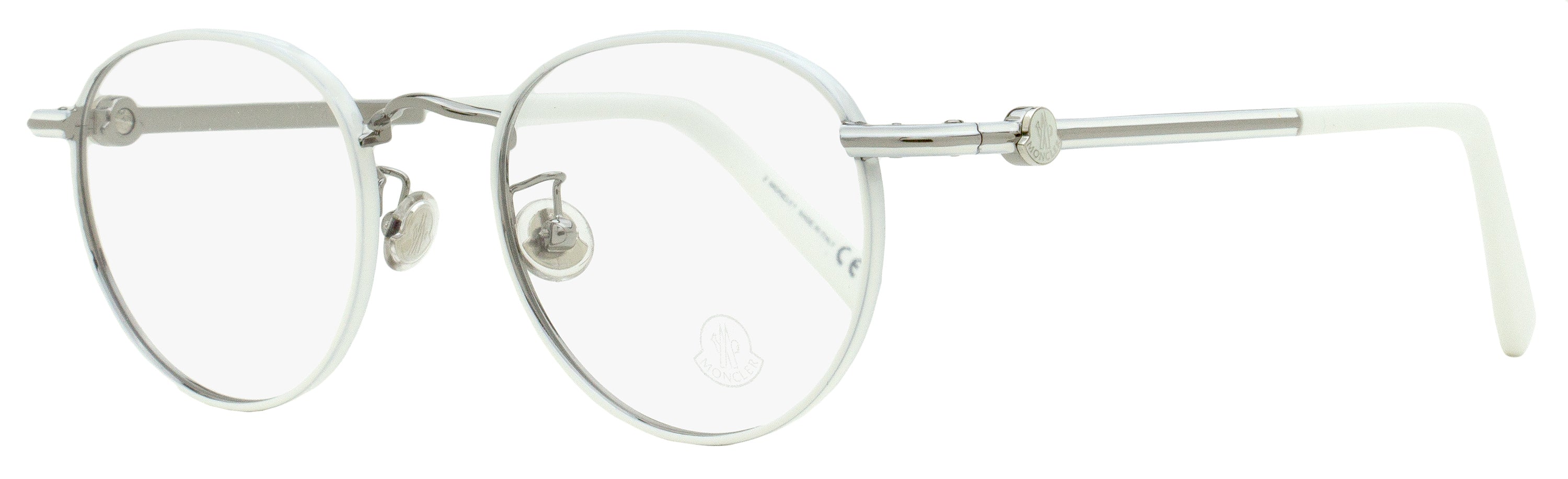 メガネ Moncler Eyewear Frame ML5204H 021 Round White Silver l Moncler Oval Eyeglasses ML5204H 021 White 48mm – Bluefly