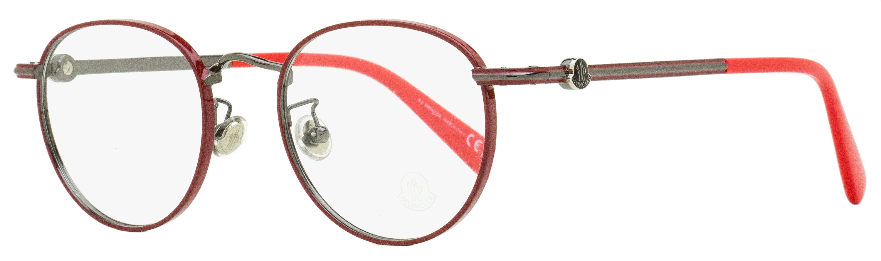 メガネ Moncler Eyewear ML5204H 066 Luxury Red Silver l Round Moncler Oval Eyeglasses ML5204H 066 Shiny Red 48mm – Bluefly