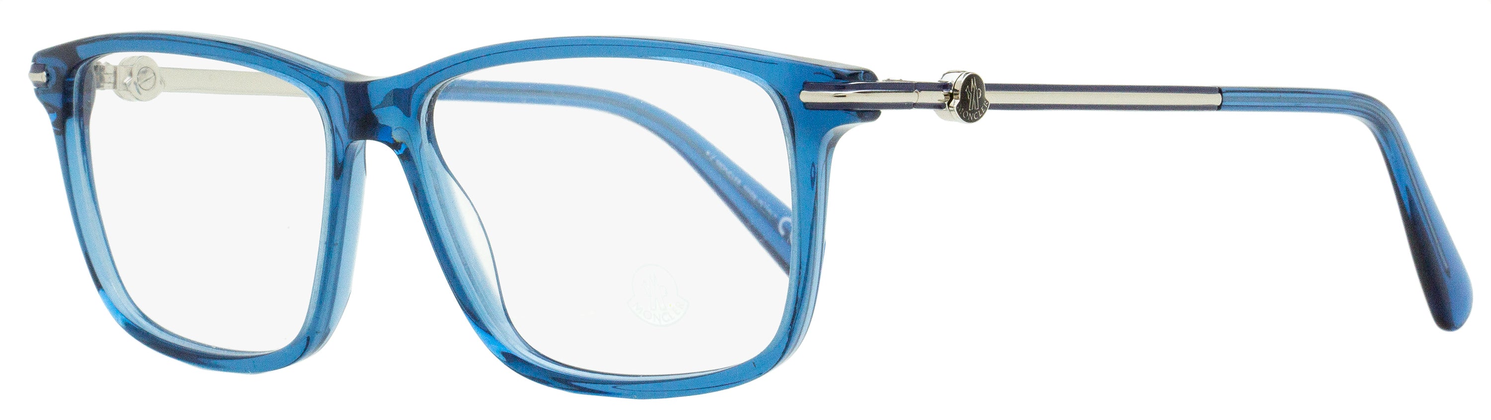 新品 25SS MONCLER ライトブルー Chazeron 14A Moncler Rectangular Eyeglasses ML5205 090 Transparent Blue 54mm