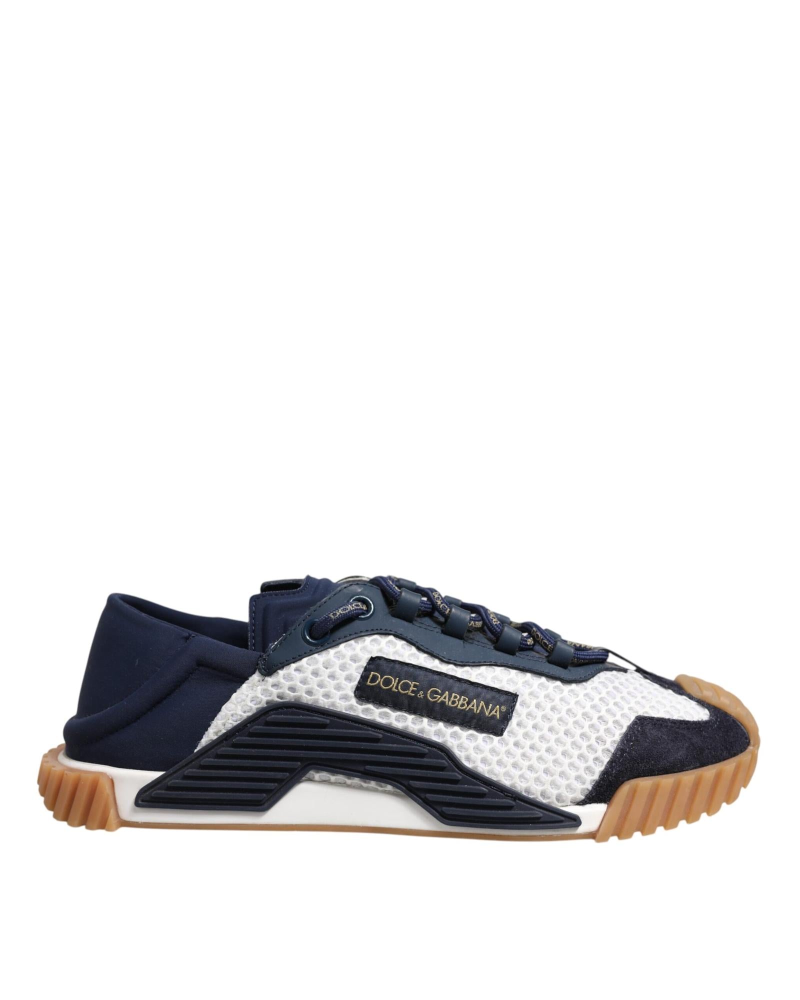 Dolce & Gabbana Low Top Textile Sneakers Men Blue And White