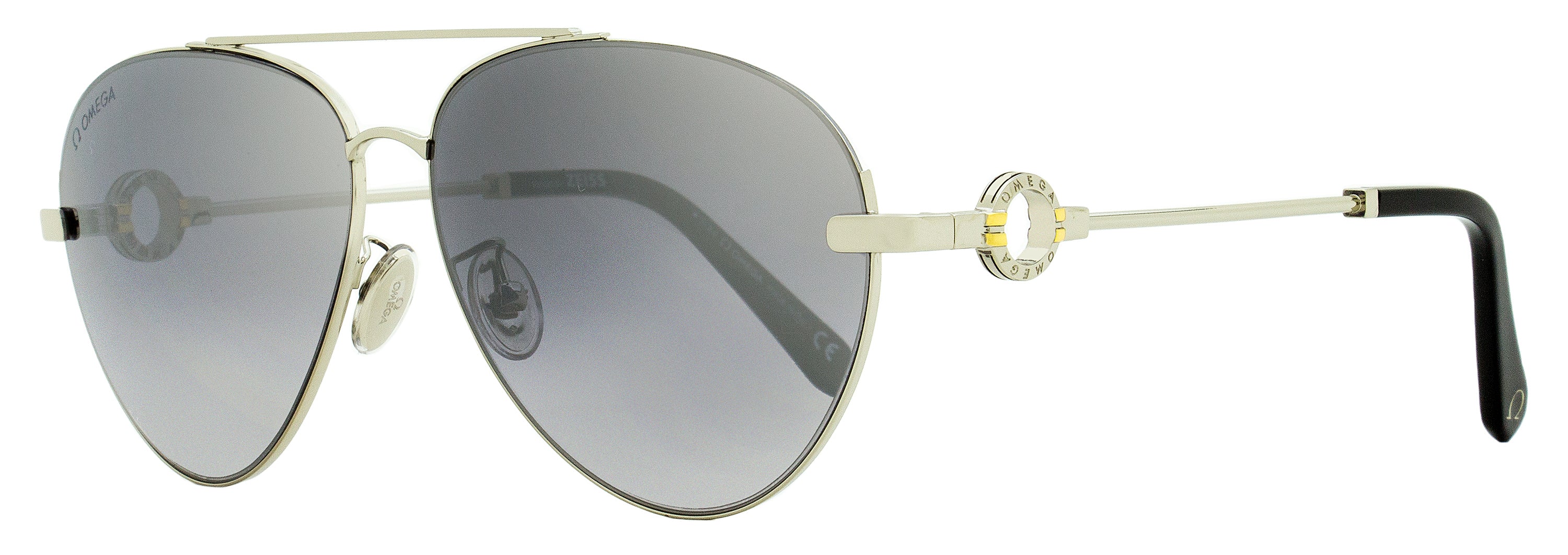 Omega Pilot Sunglasses OM0031H 18C Rhodium/Black 61mm – Bluefly