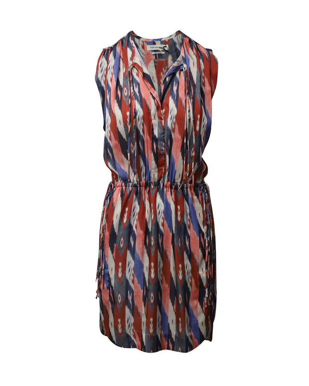 Isabel Marant Abstract Print Drawstring Waist Dress in Multicolor Polyester