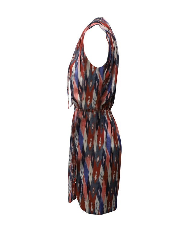 Isabel Marant Abstract Print Drawstring Waist Dress in Multicolor Polyester