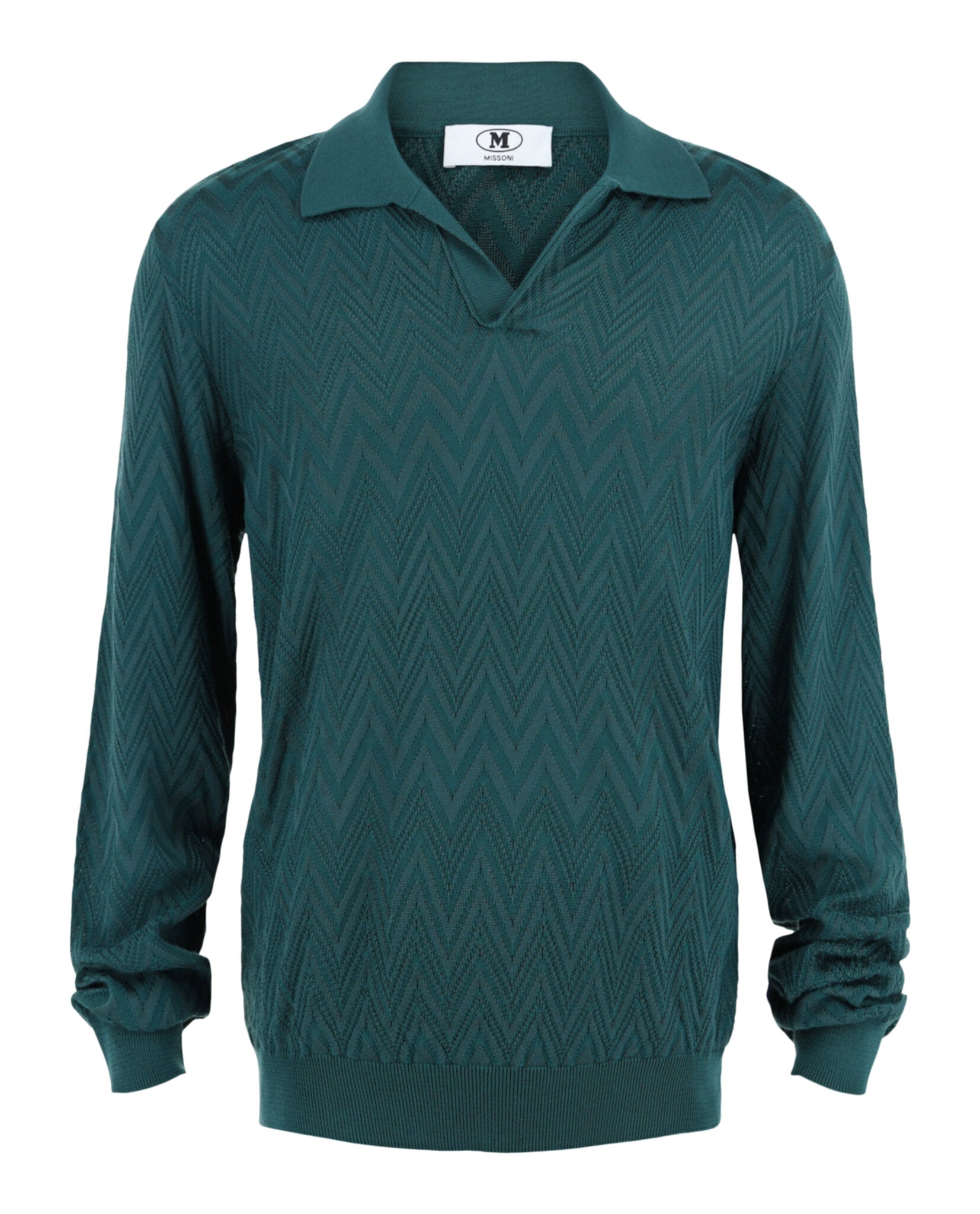 M Missoni Mens Long Sleeve Zig Zag Knit Polo Shirt – Bluefly