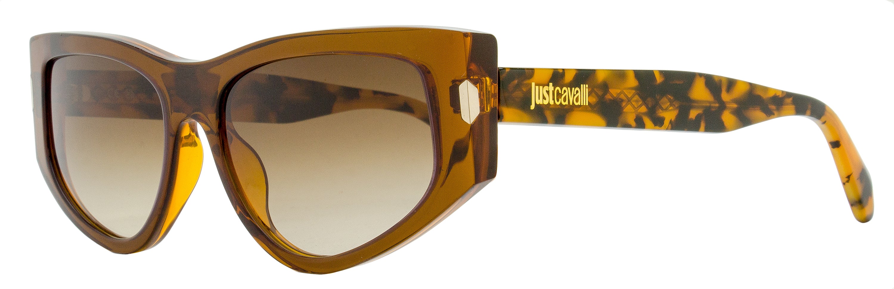 Just Cavalli Square Cat Eye Sunglasses SJC034 06X5 Brown/Havana